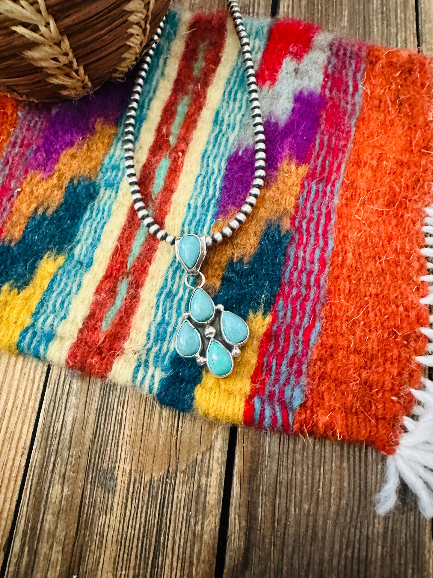 Handcrafted Sterling Silver & Turquoise Cluster Pendant