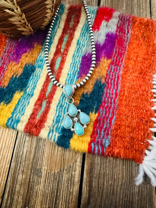 Handcrafted Sterling Silver & Turquoise Cluster Pendant