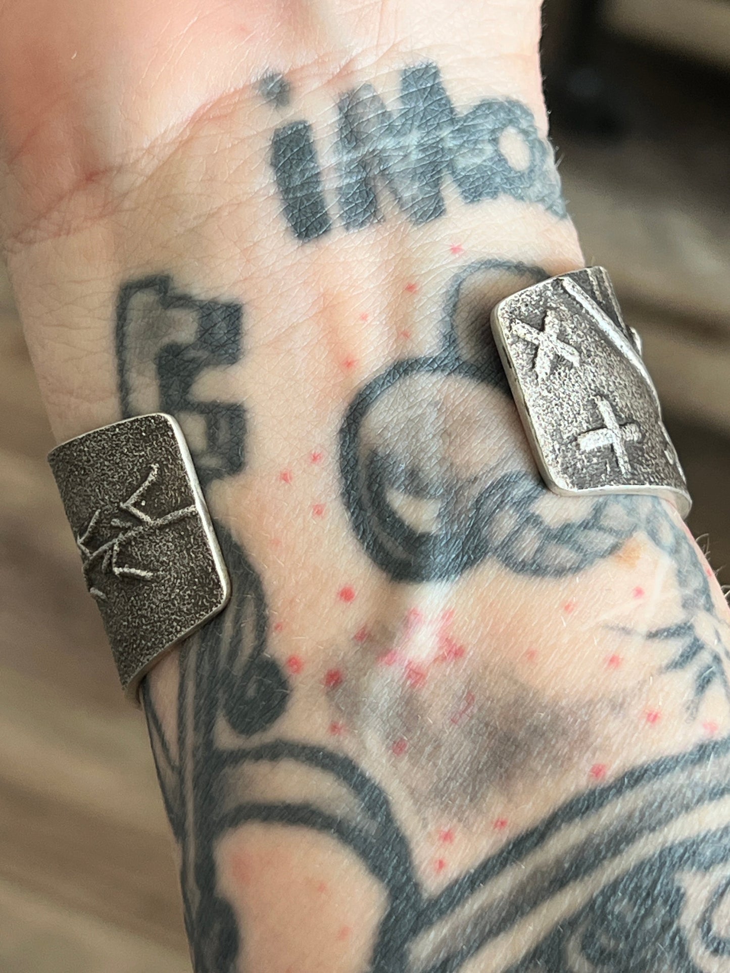 Handcrafted Tufa Cast Sterling Mudhead Cuff Bracelet with Kingman Turquoise by Lee Begay
