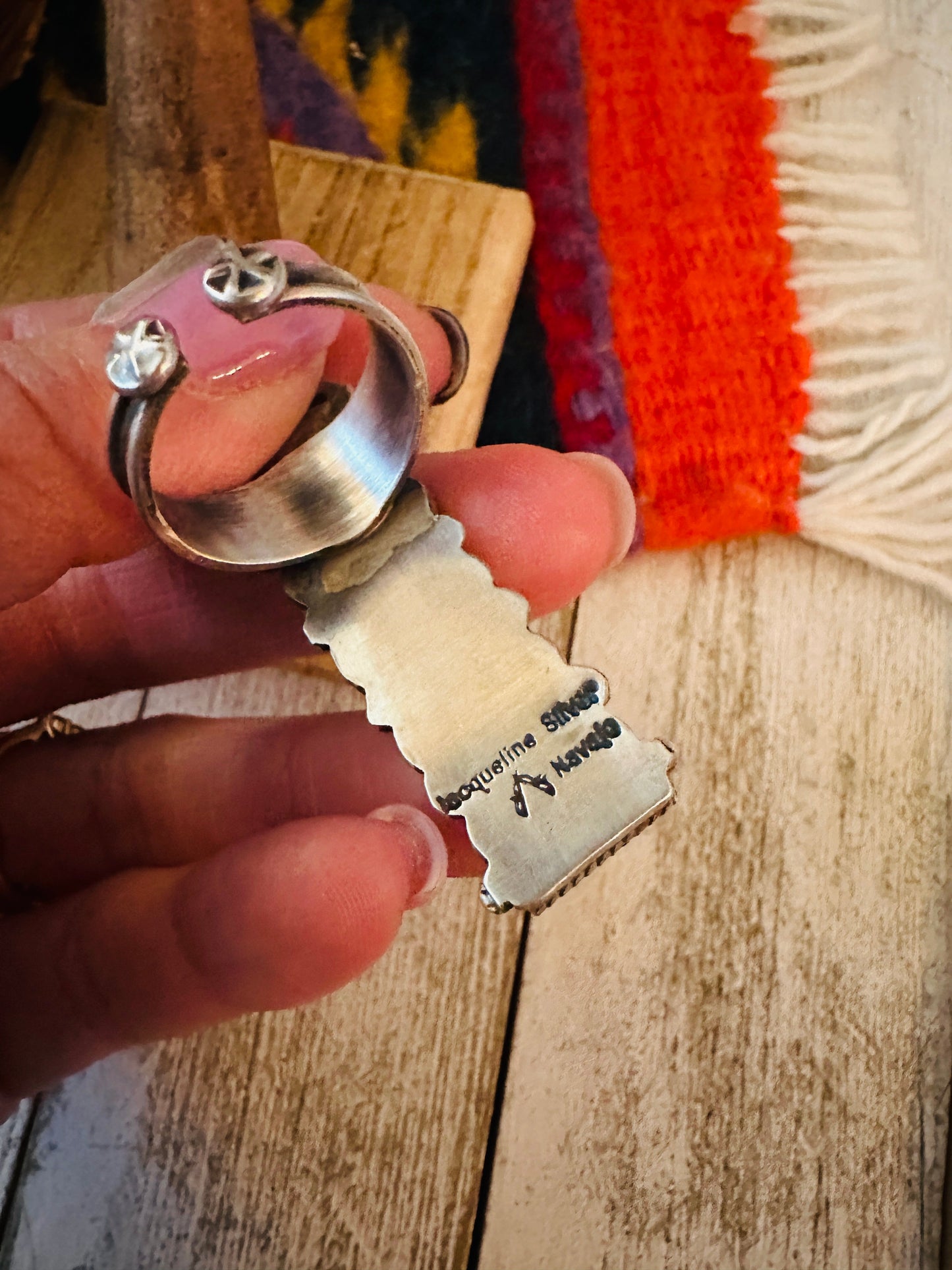 Handcrafted Mother of Pearl & Sterling Silver Adjustable Ring by Jacqueline Silver