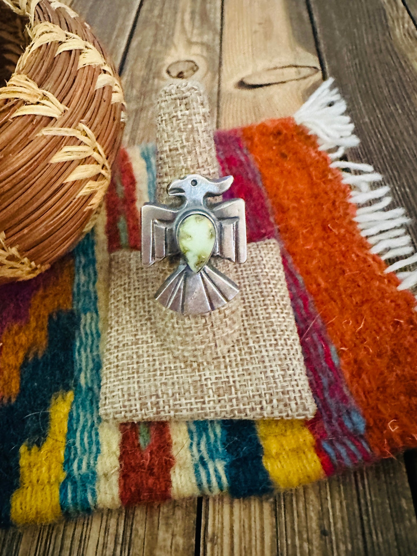 Handcrafted Palomino Turquoise and Sterling Silver Thunderbird Ring size 7.75 by Chimney Butte