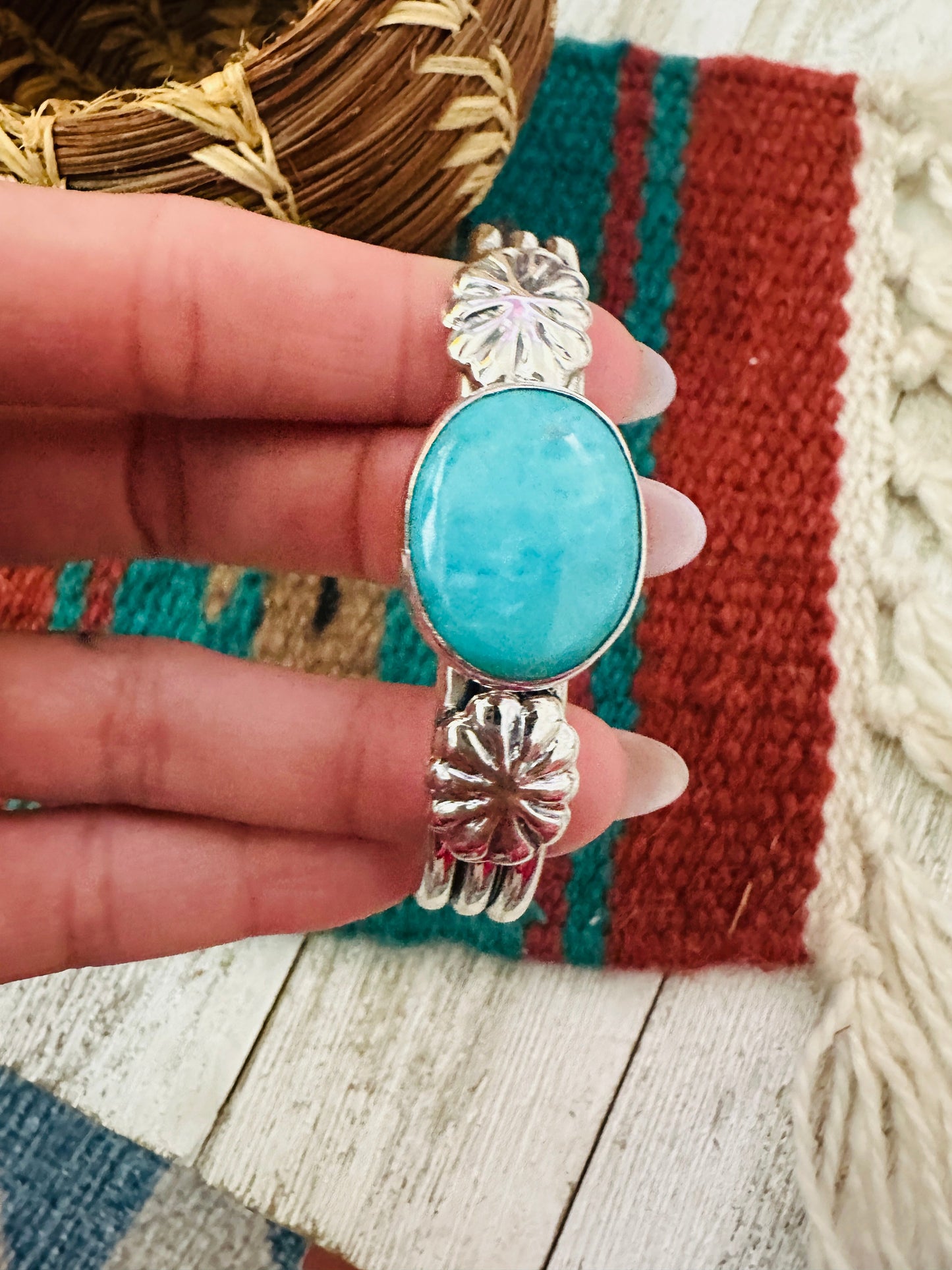 Handcrafted Turquoise & Sterling Silver Cuff Bracelet