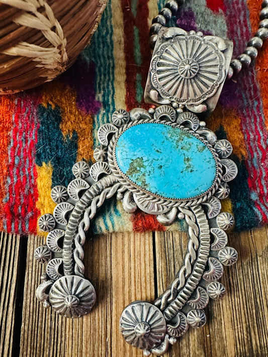 Handcrafted Sterling Silver & Turquoise Naja Pendant