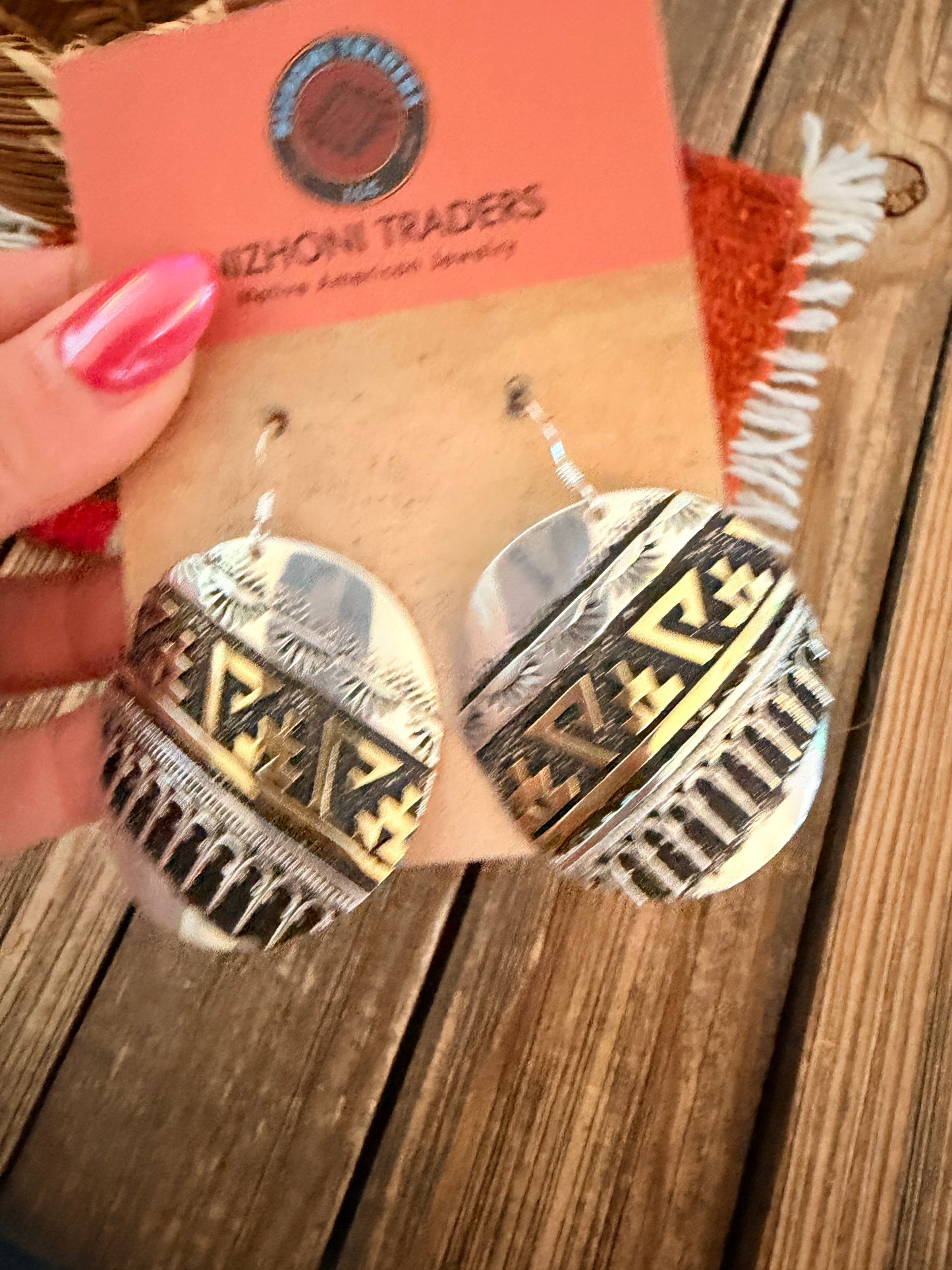 Handcrafted Sterling Silver & Copper Dangle Earrings by Rose Singer