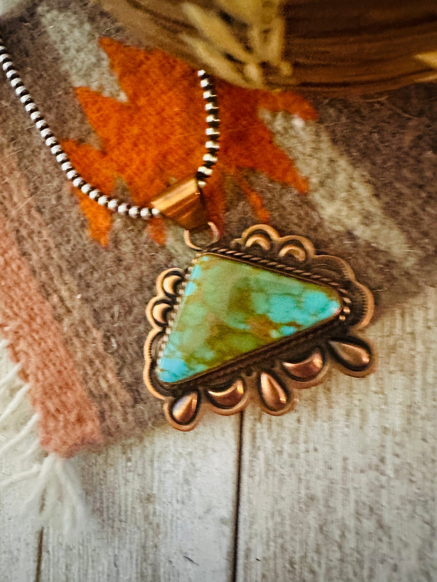 Handcrafted Turquoise & Copper Pendant by Jerry Platero