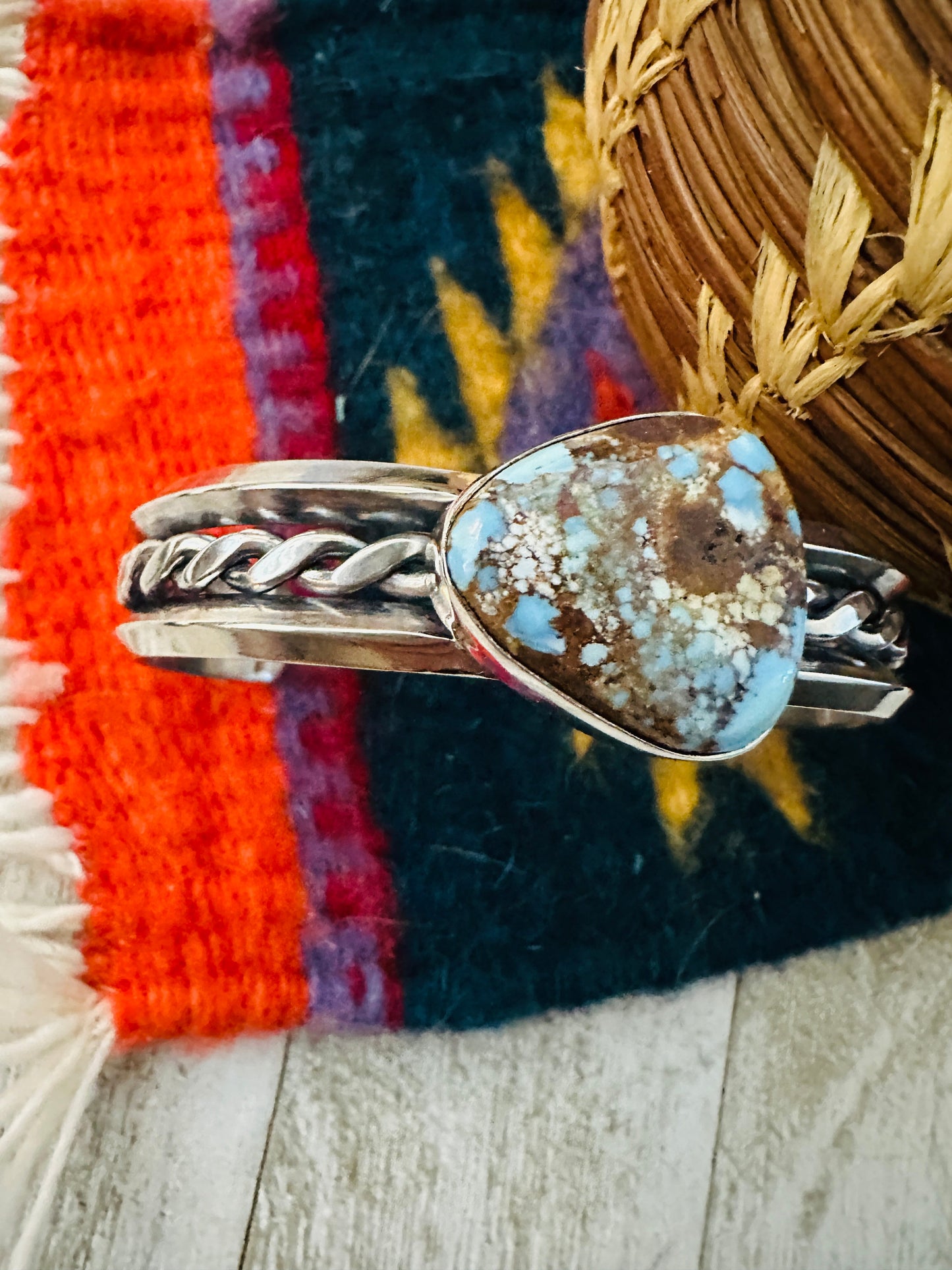 Handcrafted Sterling Silver & Golden Hills Turquoise Cuff Bracelet