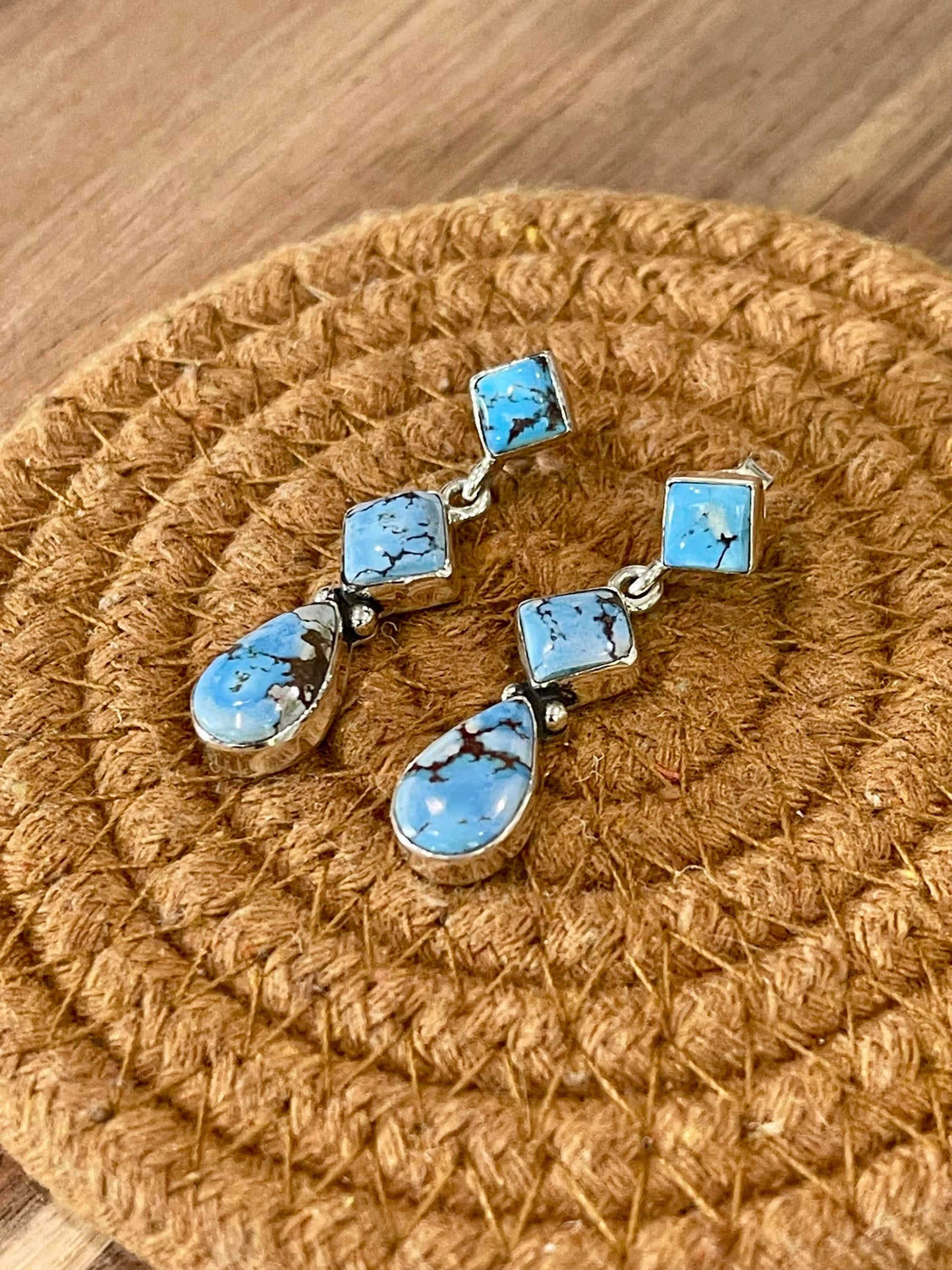 Handcrafted Sterling Silver & Golden Hills Post Dangle Earrings