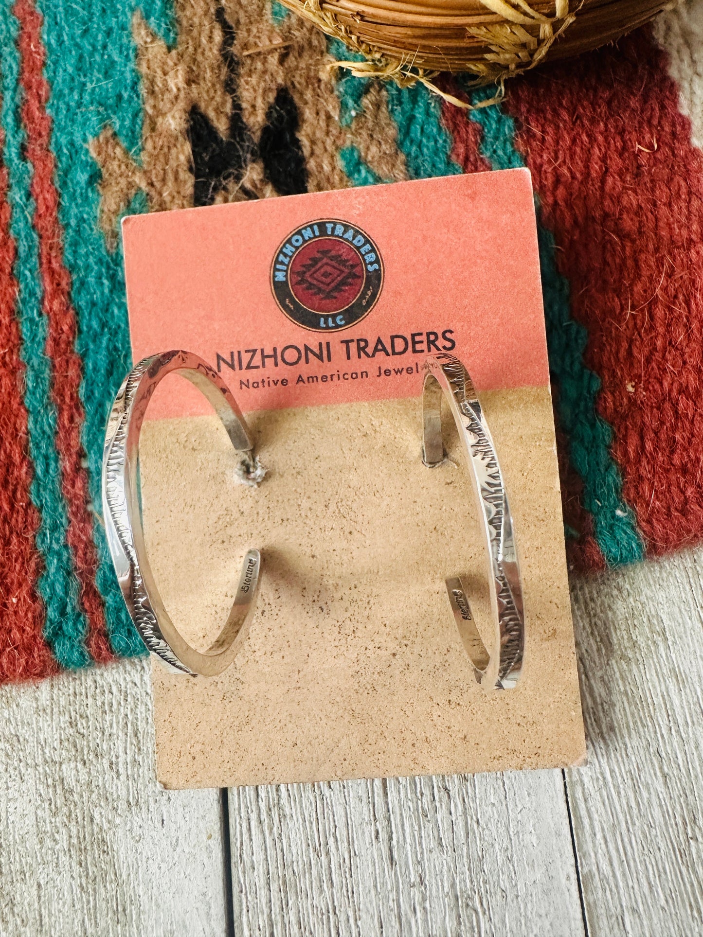 Handcrafted Hand Stamped Sterling Silver Hoop Earrings