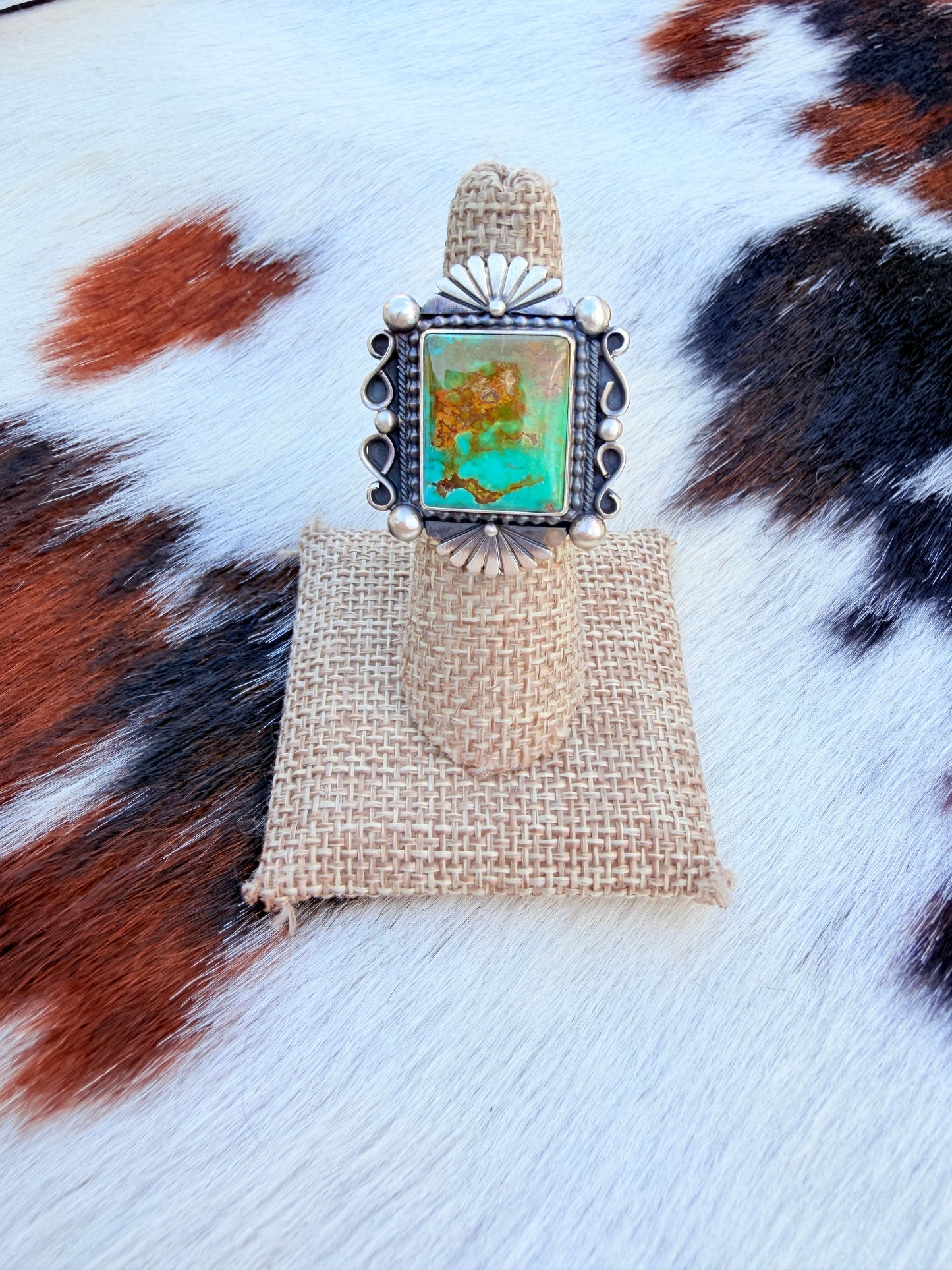 Handcrafted Royston Turquoise & Sterling Silver Ring Size 6.5 by Daniel Benally
