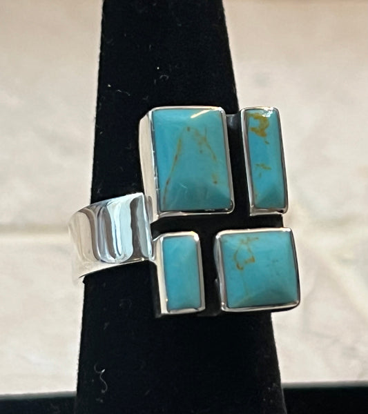 Turquoise Mosaic Sterling Silver Ring