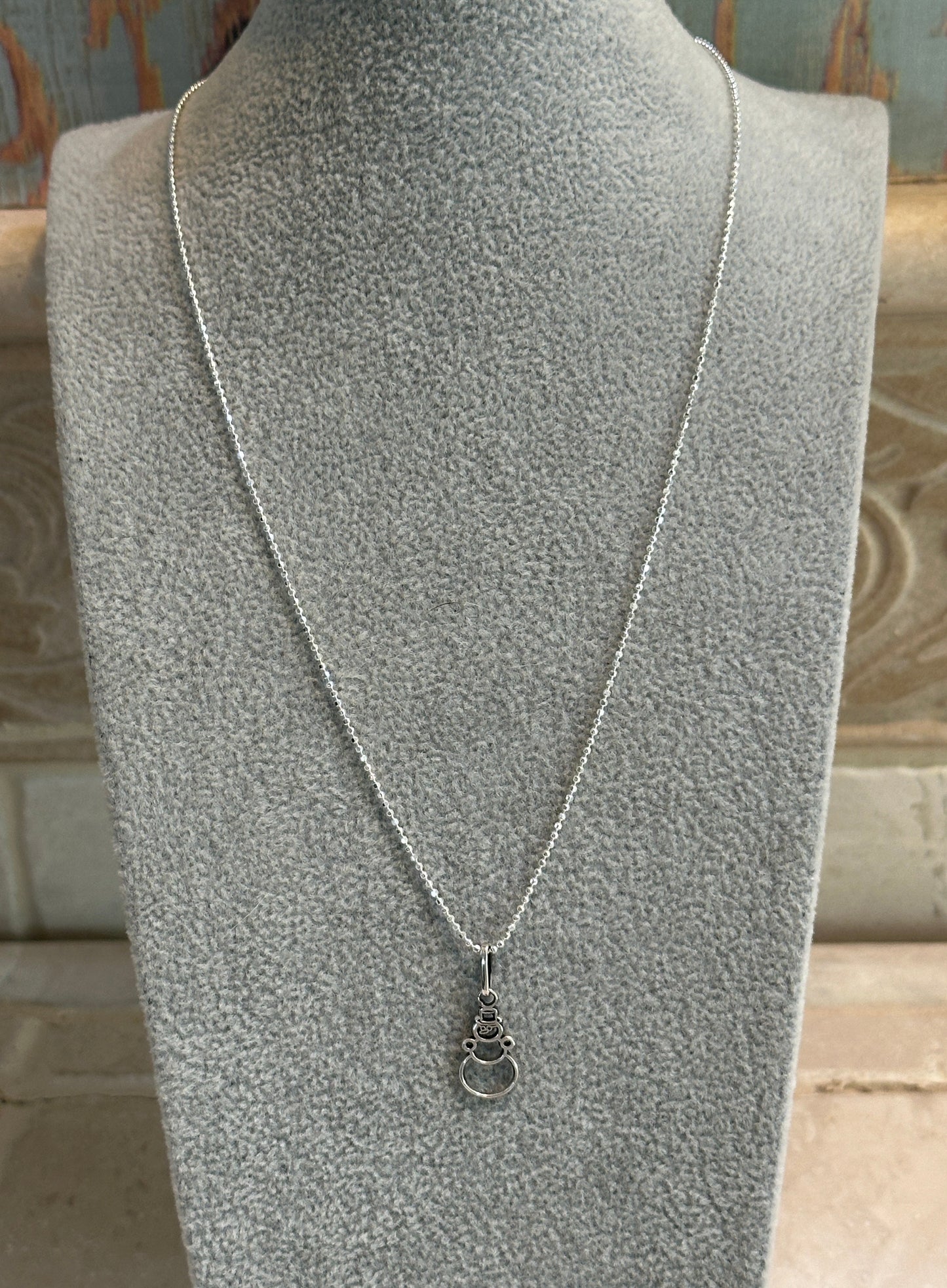 Sterling Silver Snowman Pendant Necklace