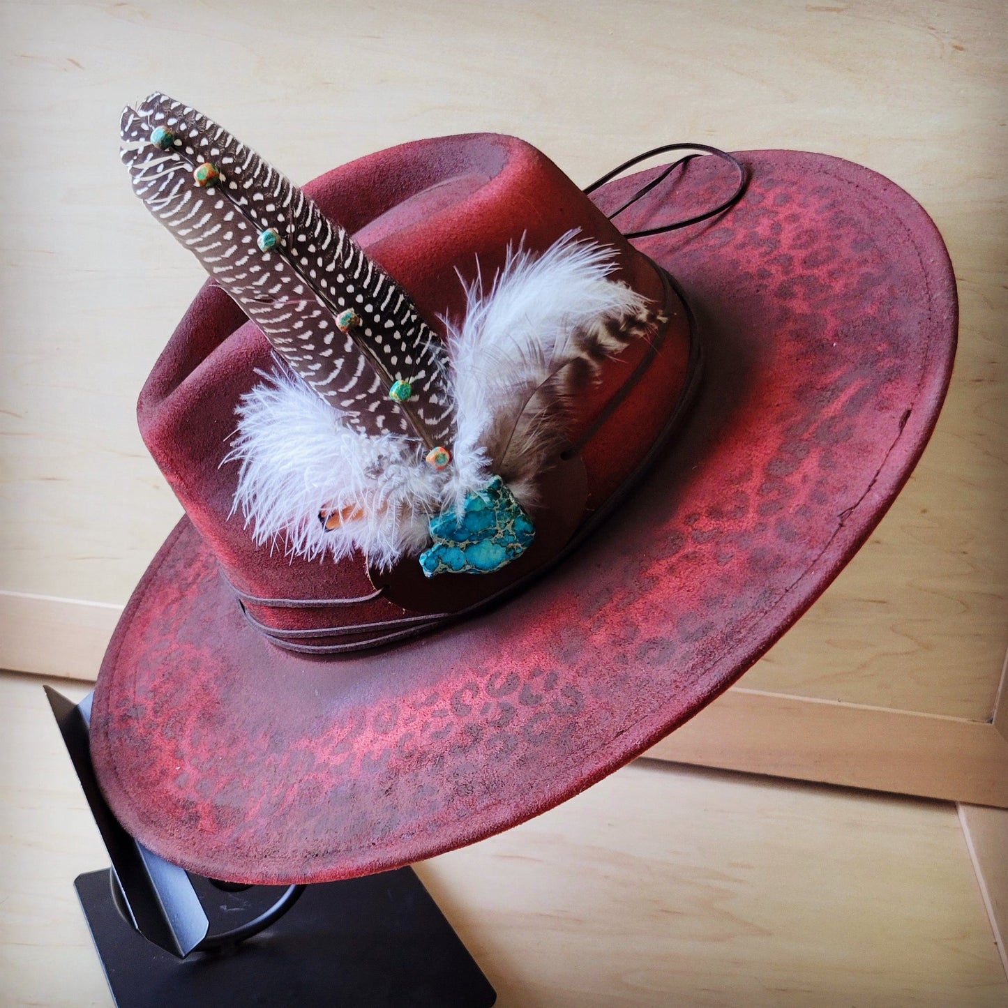 Sunrise Regalite Stone Feather & Leather Hat Band Only 954y