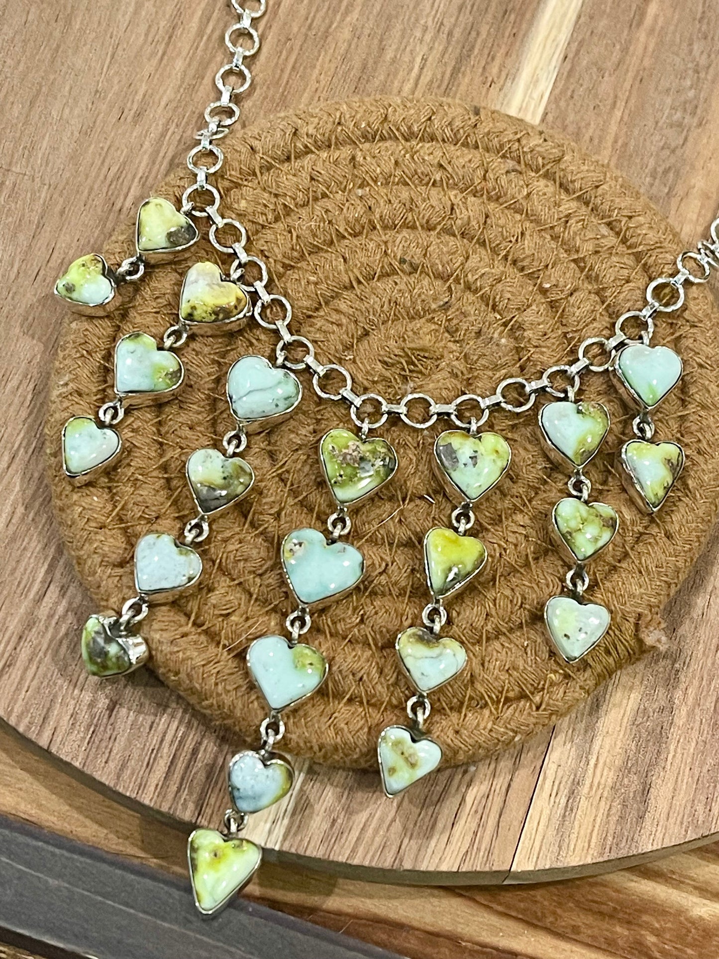 Handmade Sterling Silver & Palomino Heart Drop Necklace