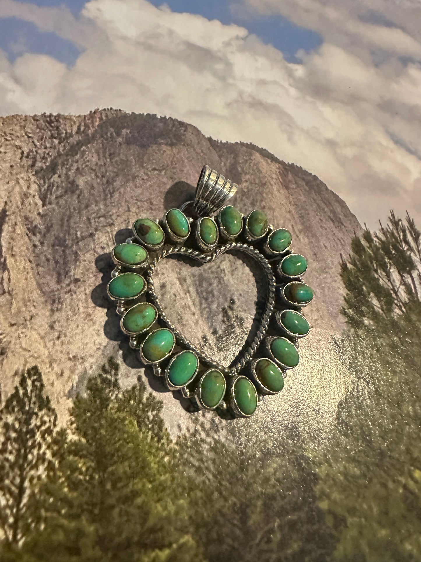 Handmade Sterling Silver Turquoise Heart Pendant By Dan Dodson