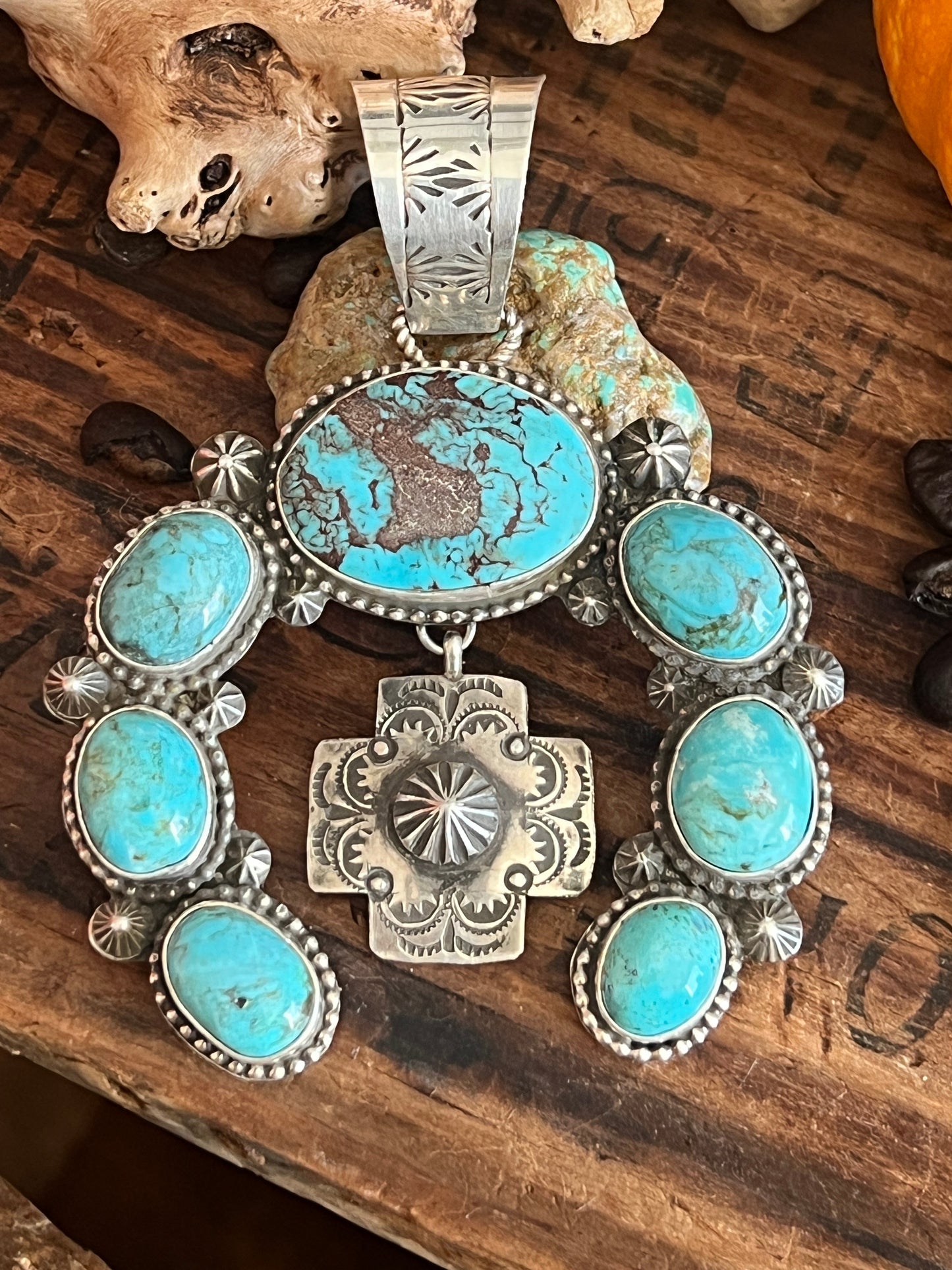 Handcrafted Sterling Silver and Egyptian Turquoise Naja Pendant by Rosella Paxson