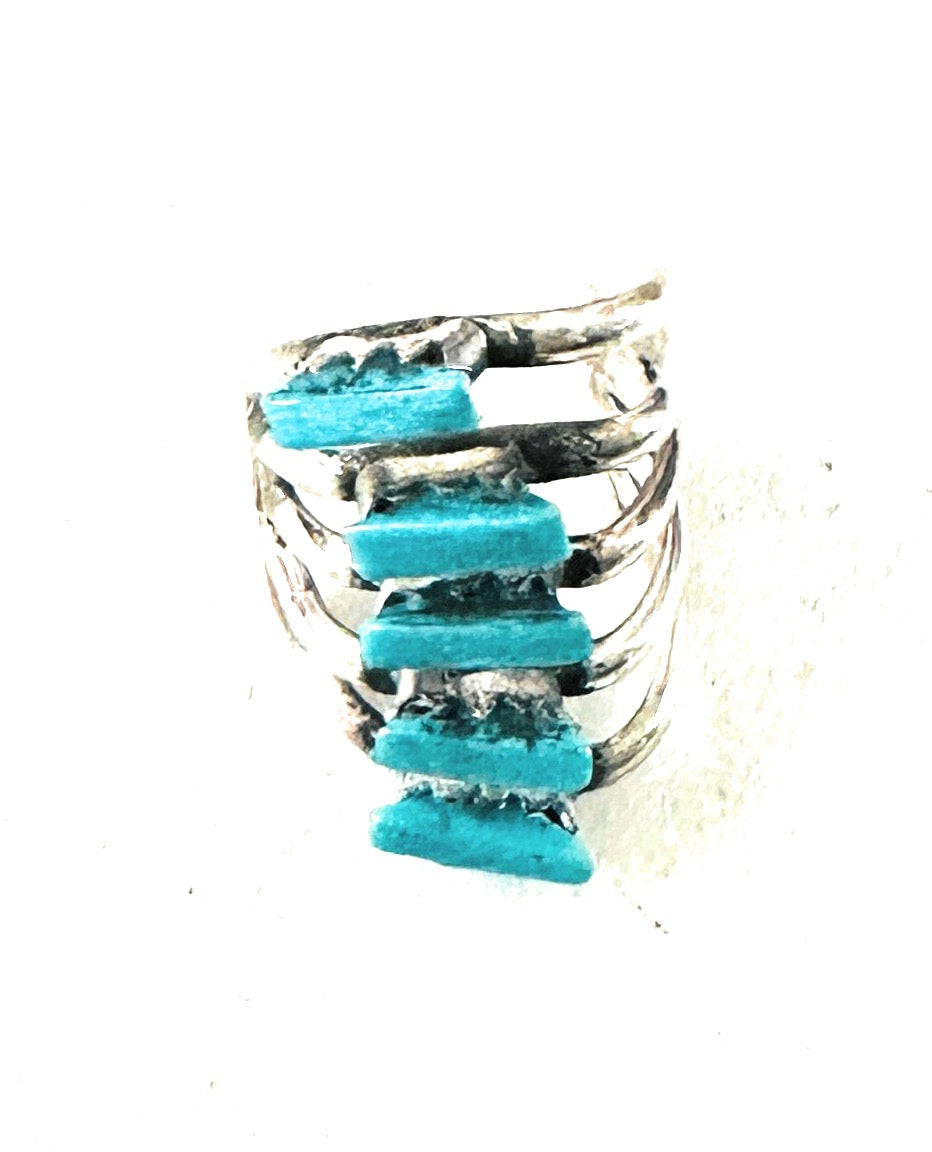 Handcrafted Sterling Silver & Turquoise 5 Stone Ear Cuff