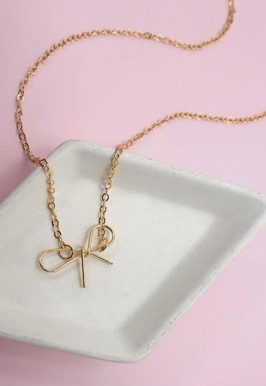 “The Golden Collection”  BOW NECKLACE Handmade 18k Gold Plated Necklace