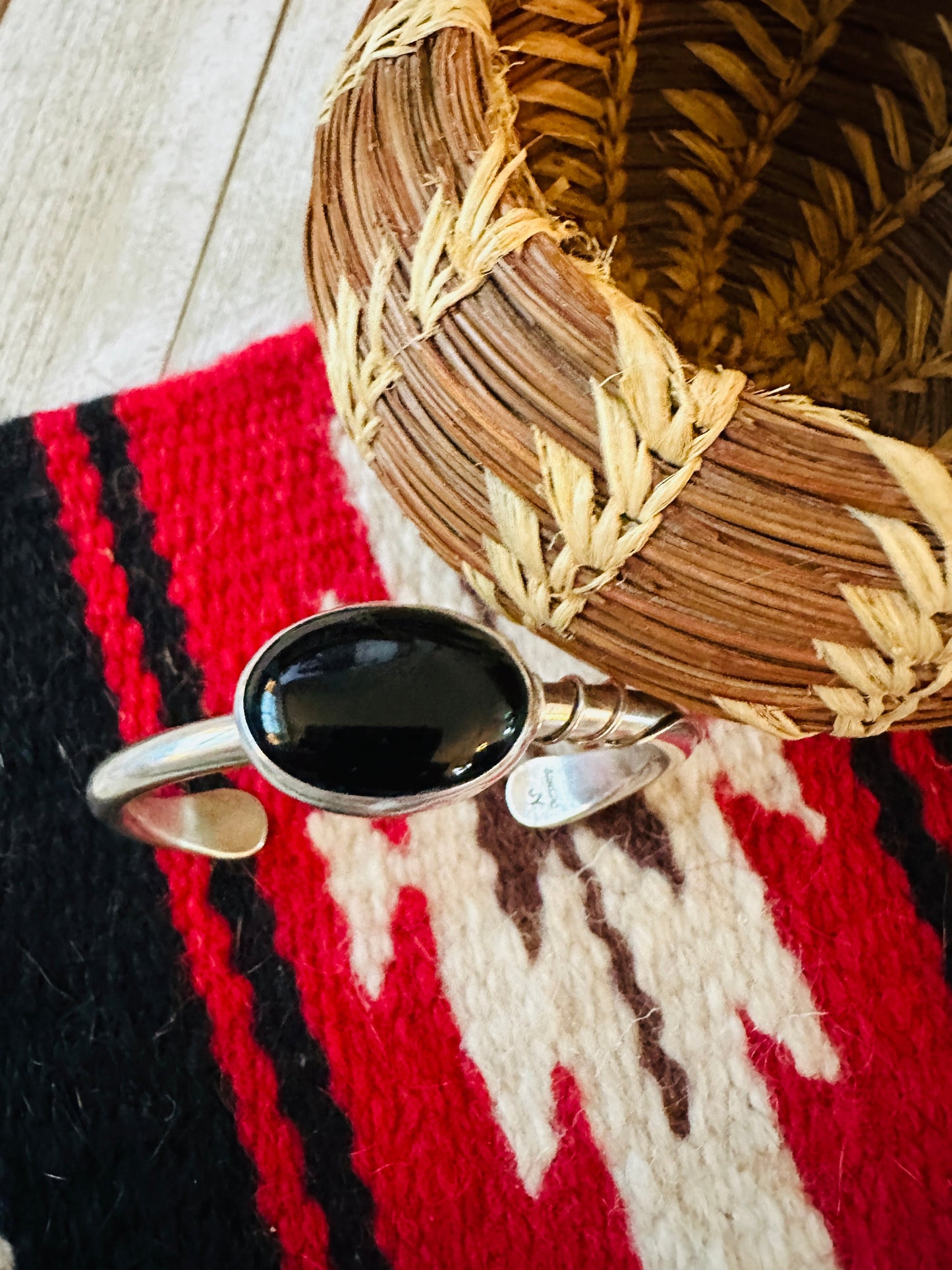 Handcrafted Sterling Silver & Black Onyx Cuff Bracelet