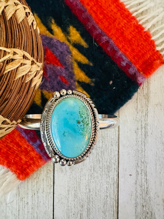 Handcrafted Sterling Silver & Turquoise Cuff Bracelet by Francis Fred