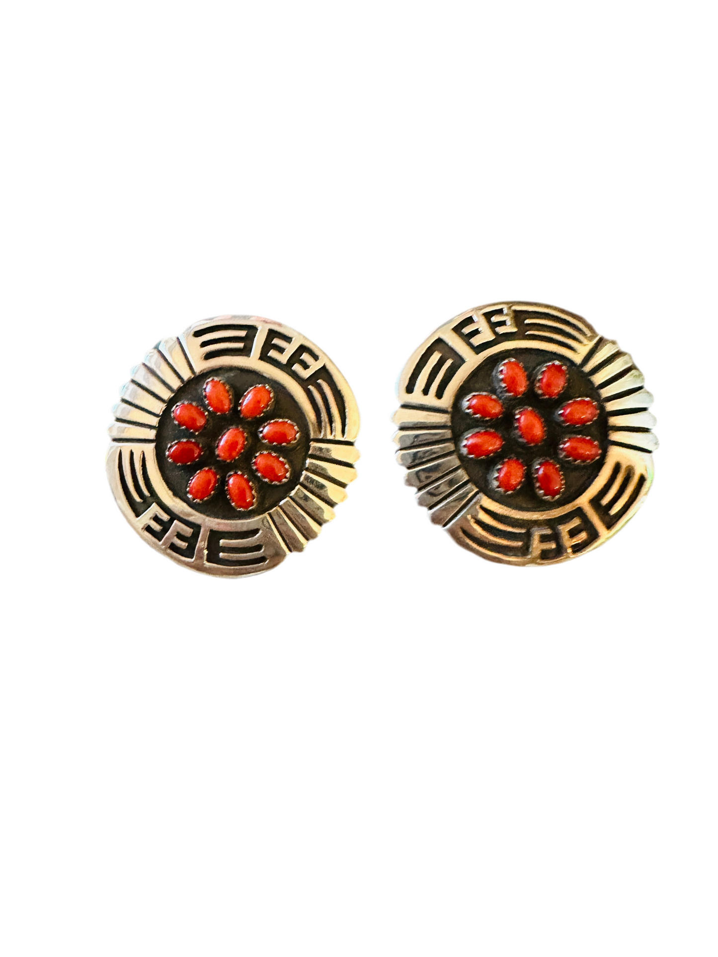 Handcrafted Coral & Sterling Silver Post Earrings