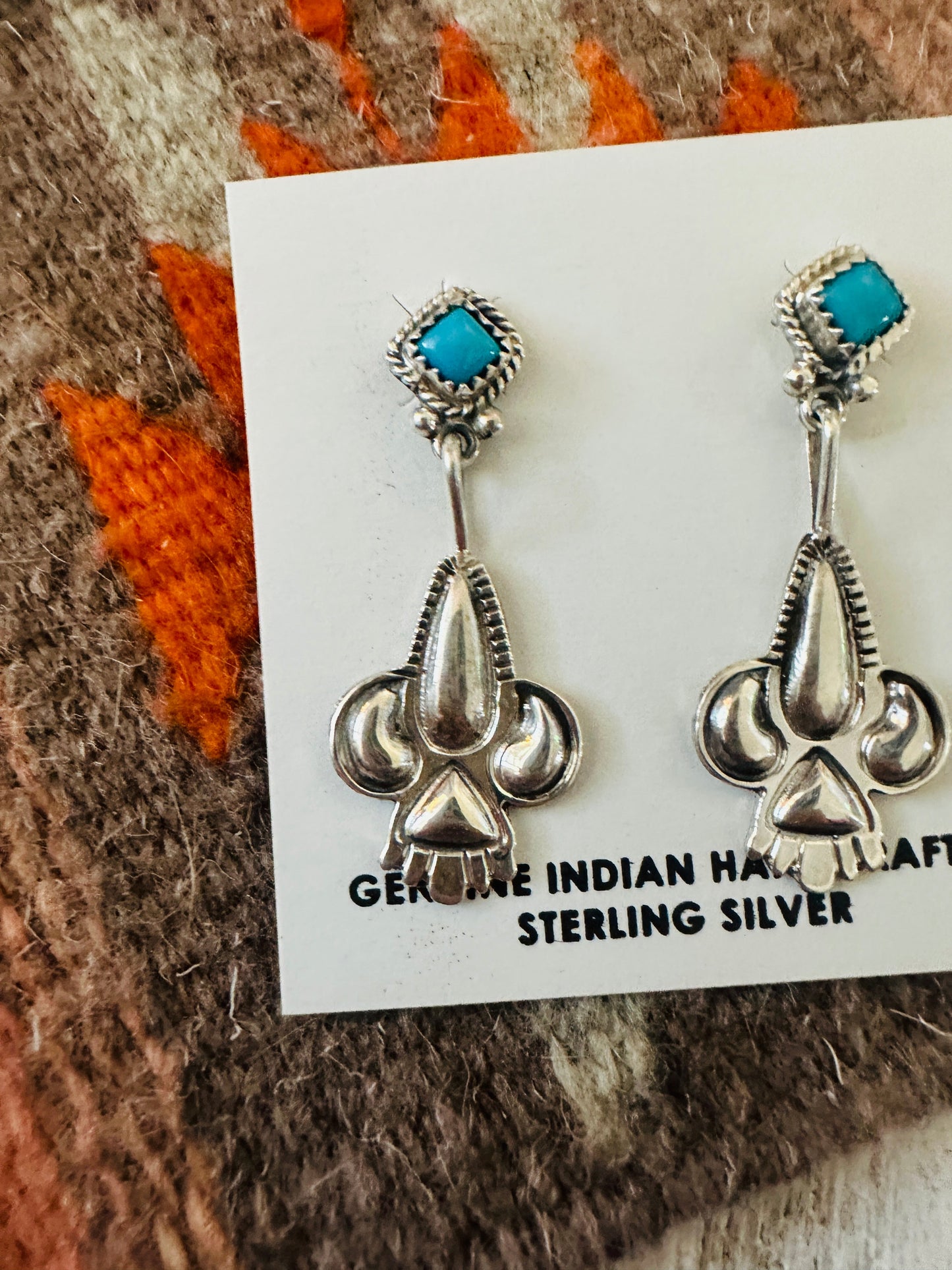 Handcrafted Turquoise & Sterling Silver Dangle Earrings