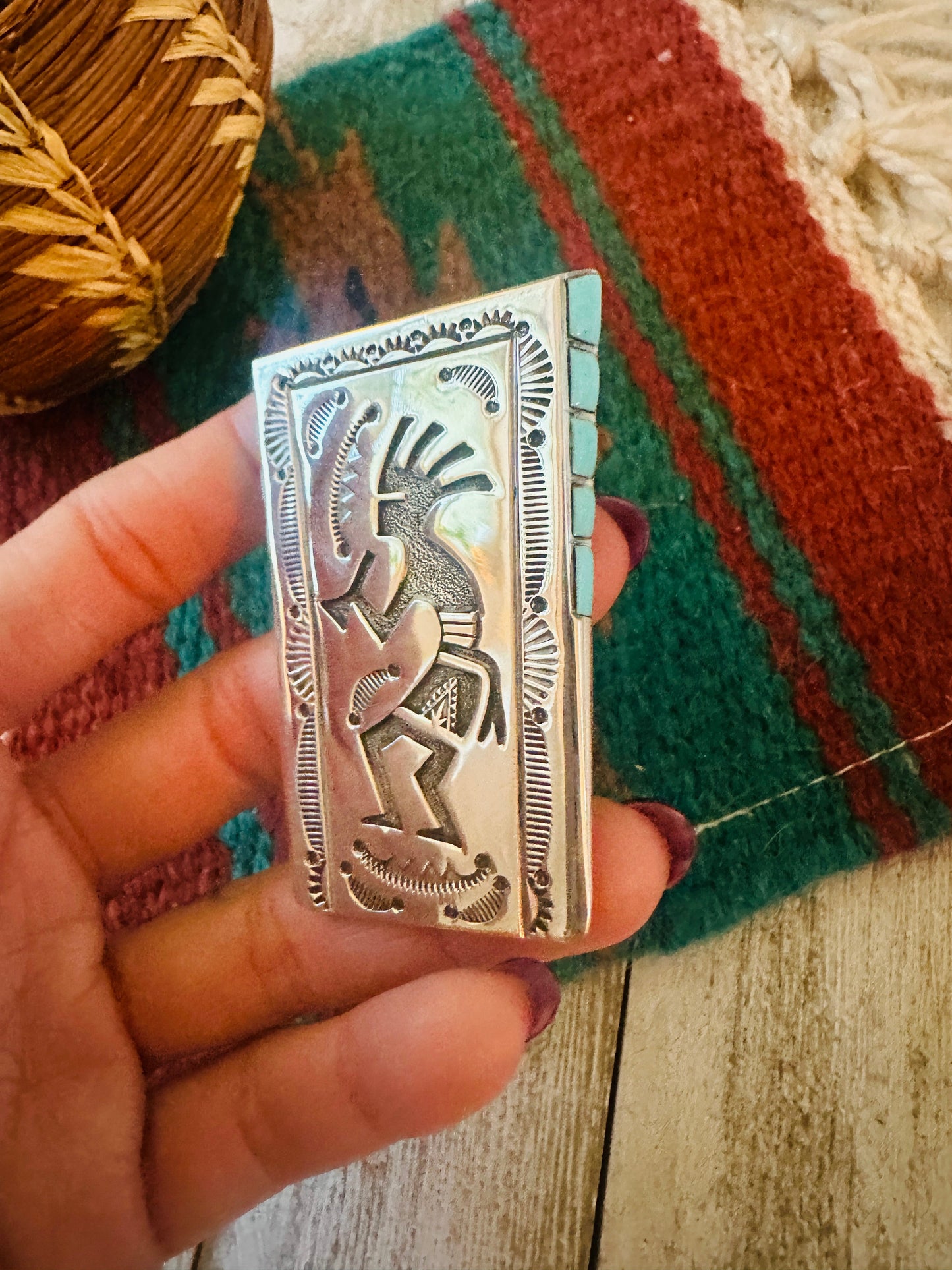 Handcrafted Sterling Silver & Turquoise Bolo Pendant