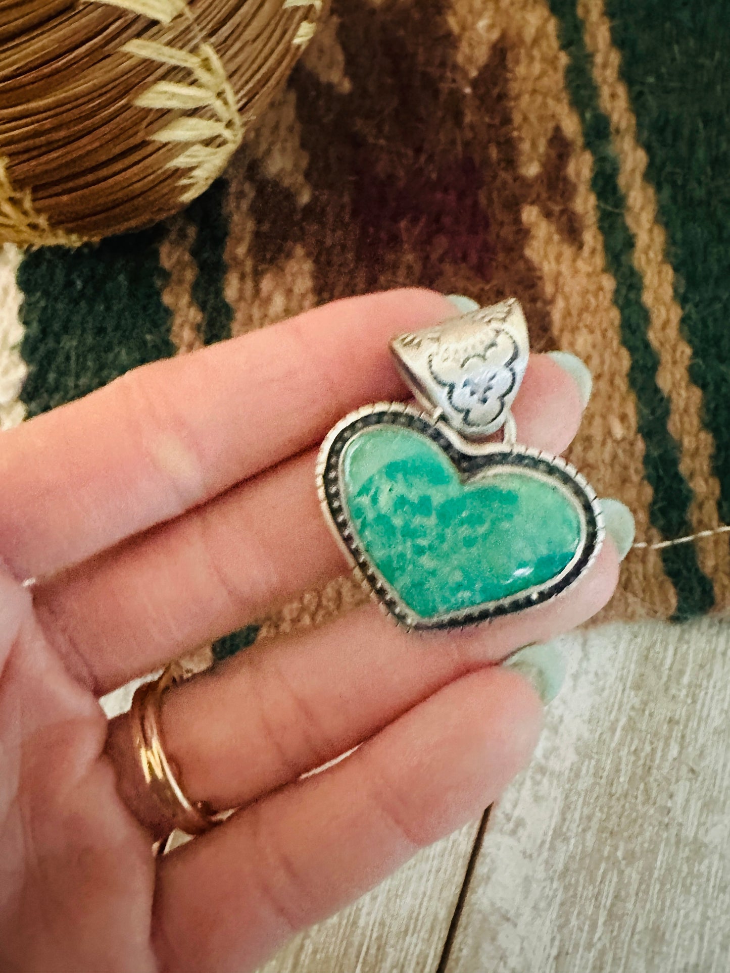 Handmade Turquoise & Sterling Silver Heart Pendant