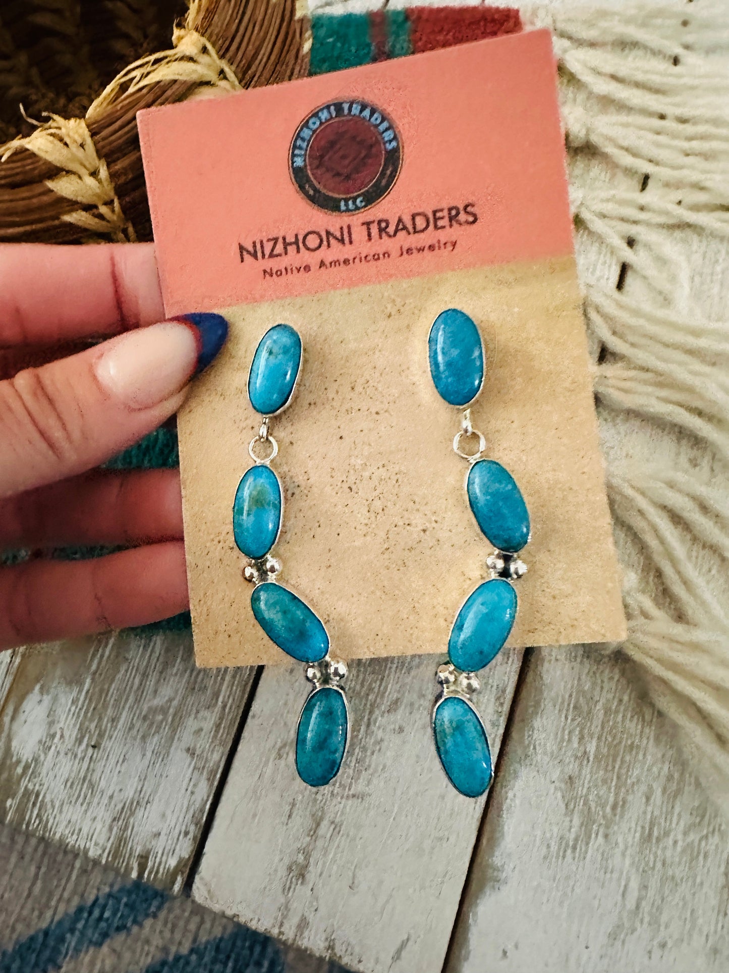 Handcrafted Sterling Silver & Turquoise Dangle Earrings