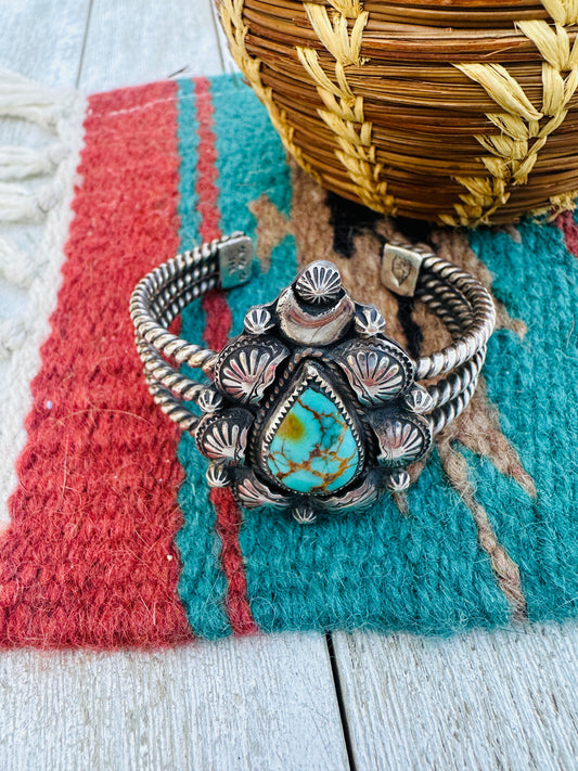 Handmade Artisan Sterling Silver & Turquoise Cuff Bracelet, CB Gems