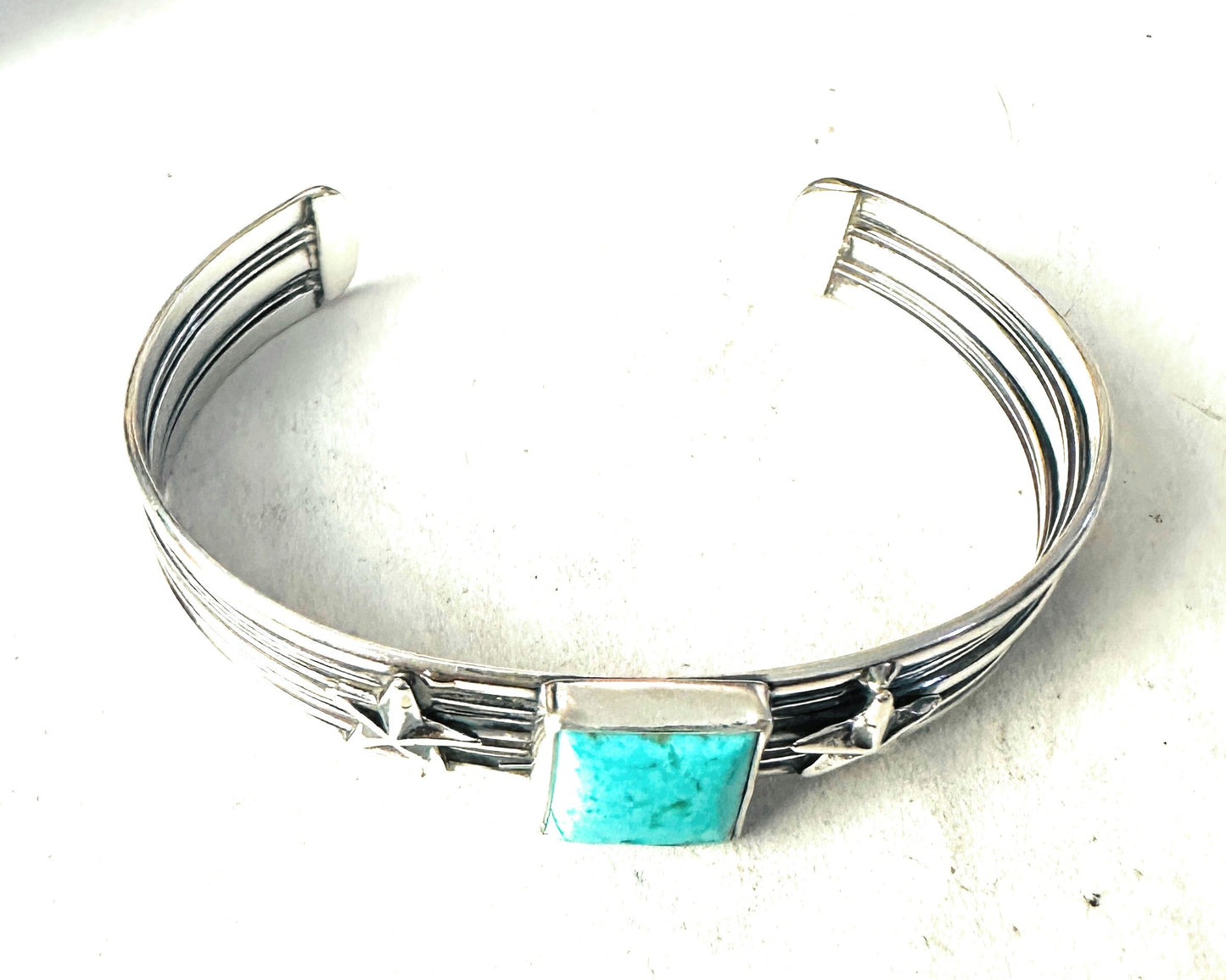 Handcrafted Turquoise & Sterling Silver Star Cuff Bracelet