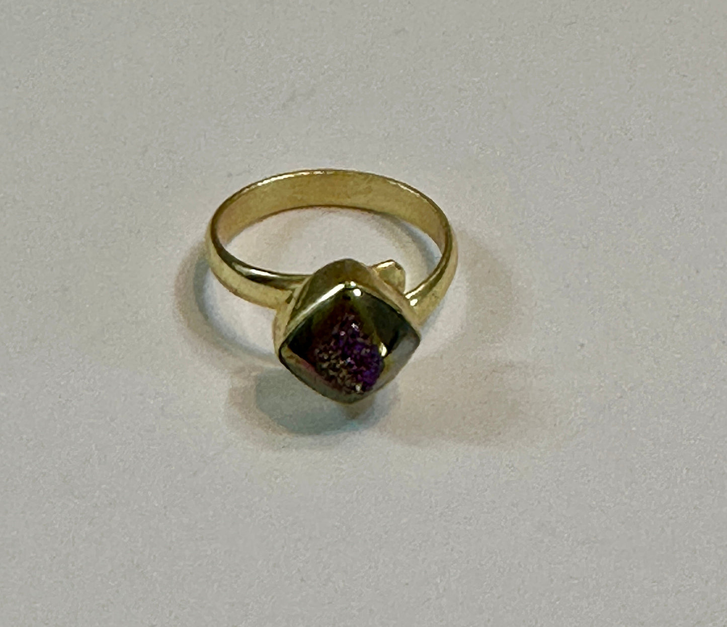 “The Boho Collection” Handmade Purple Druzy Adjustable Ring with Signed Nizhoni