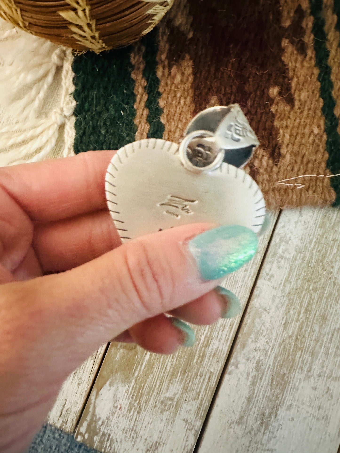 Handmade Turquoise & Sterling Silver Heart Pendant