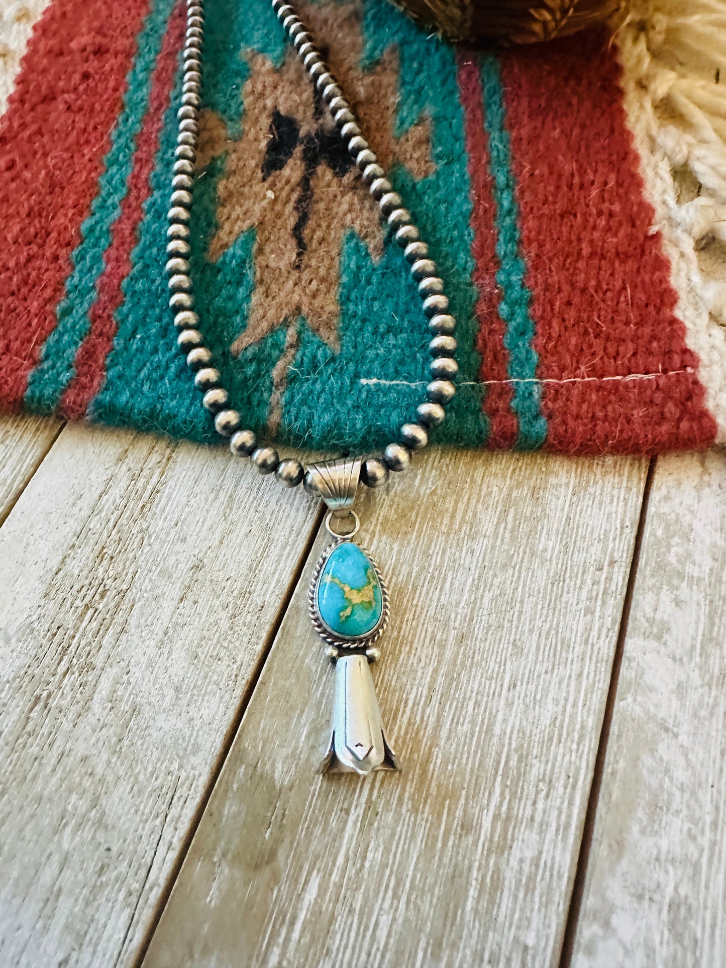 Handcrafted Sterling Silver & Sonoran Gold Turquoise Blossom Necklace