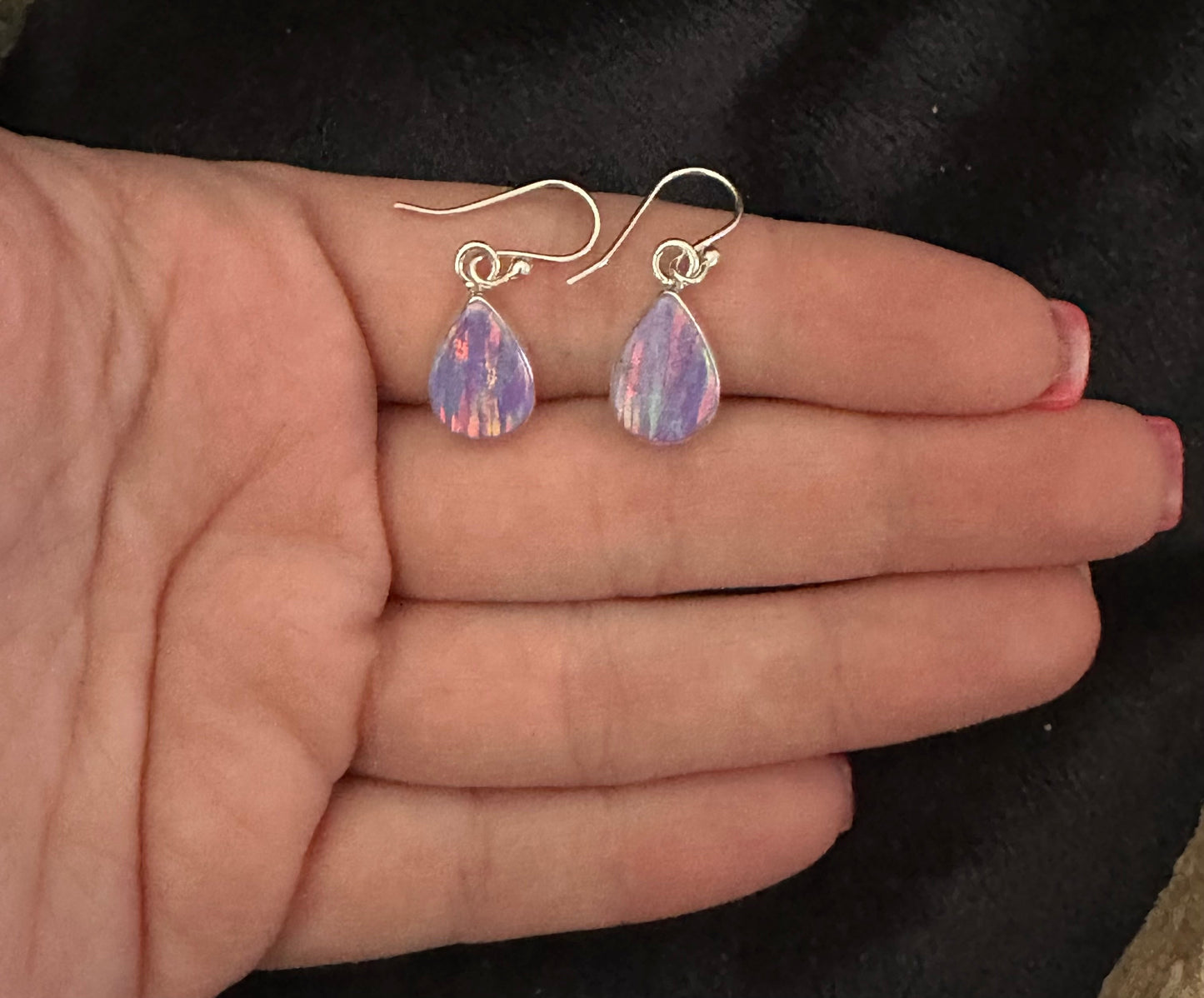 LILAC OPAL TEARDROP EARRING ON HOOK