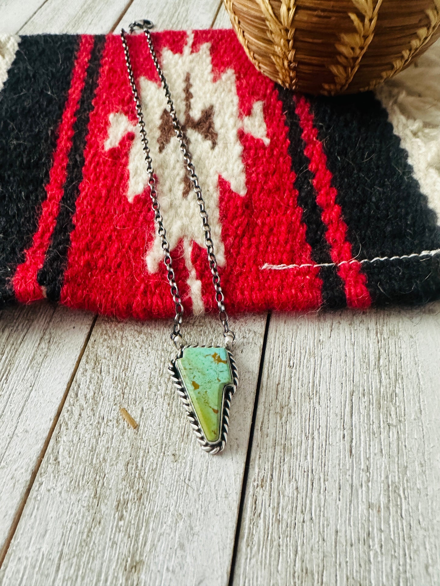 Handcrafted Sterling Silver & Turquoise Lightening Bolt Necklace
