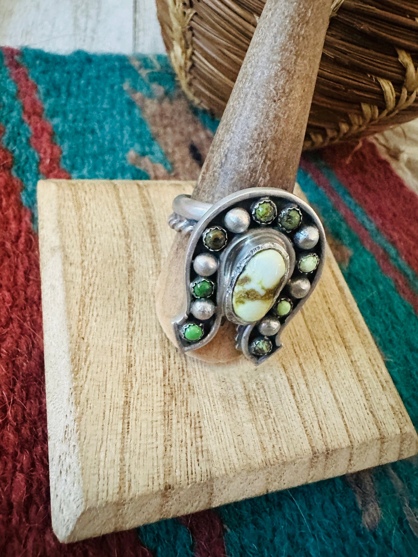 Handcrafted Sterling Silver & Turquoise Adjustable Horseshoe Ring
