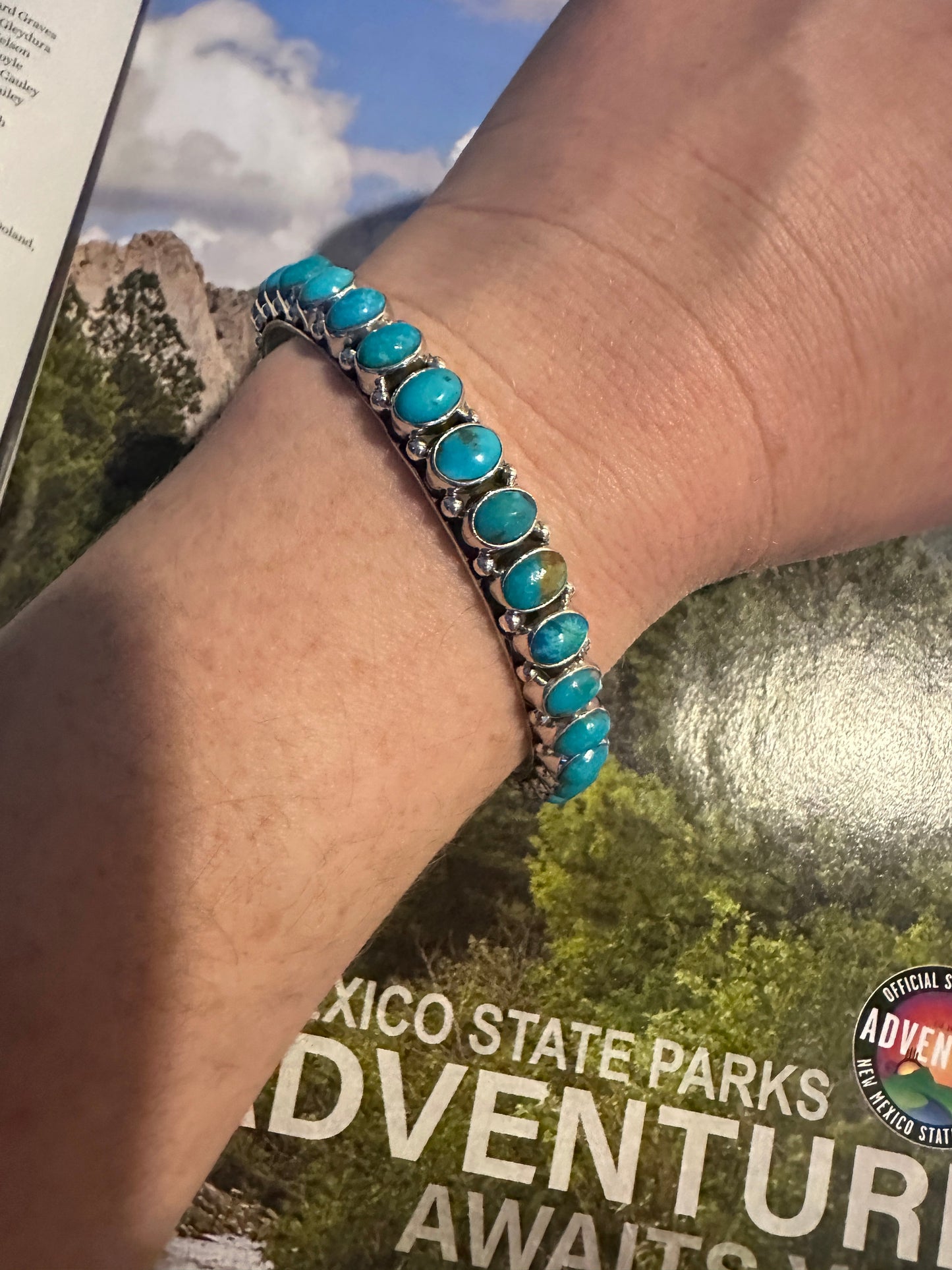 Beautiful Handmade Turquoise Sterling Silver Bangle By Dan Dodson style 2
