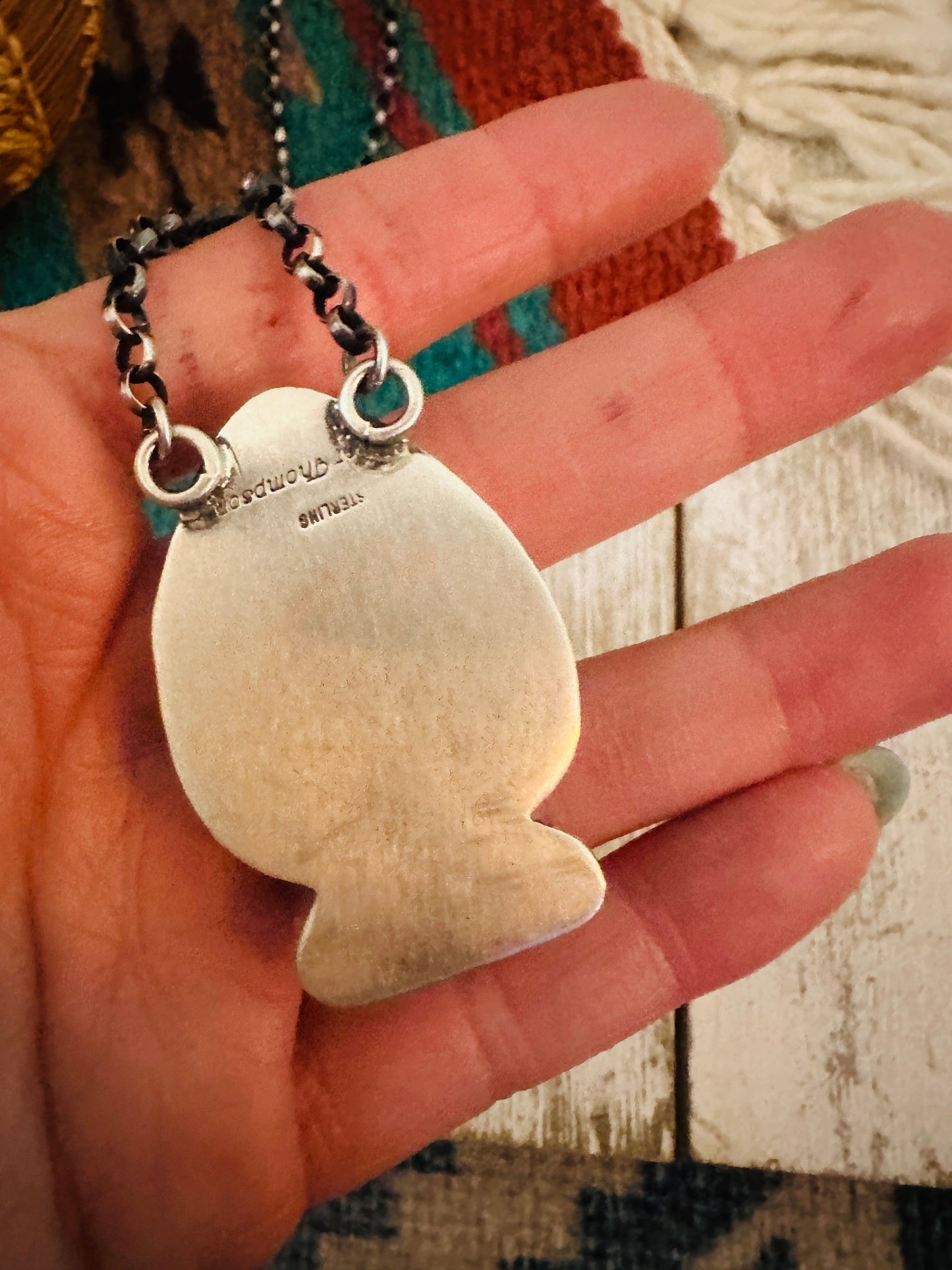 Handcrafted Sterling Silver & Multi Stone Inlay Spade Necklace