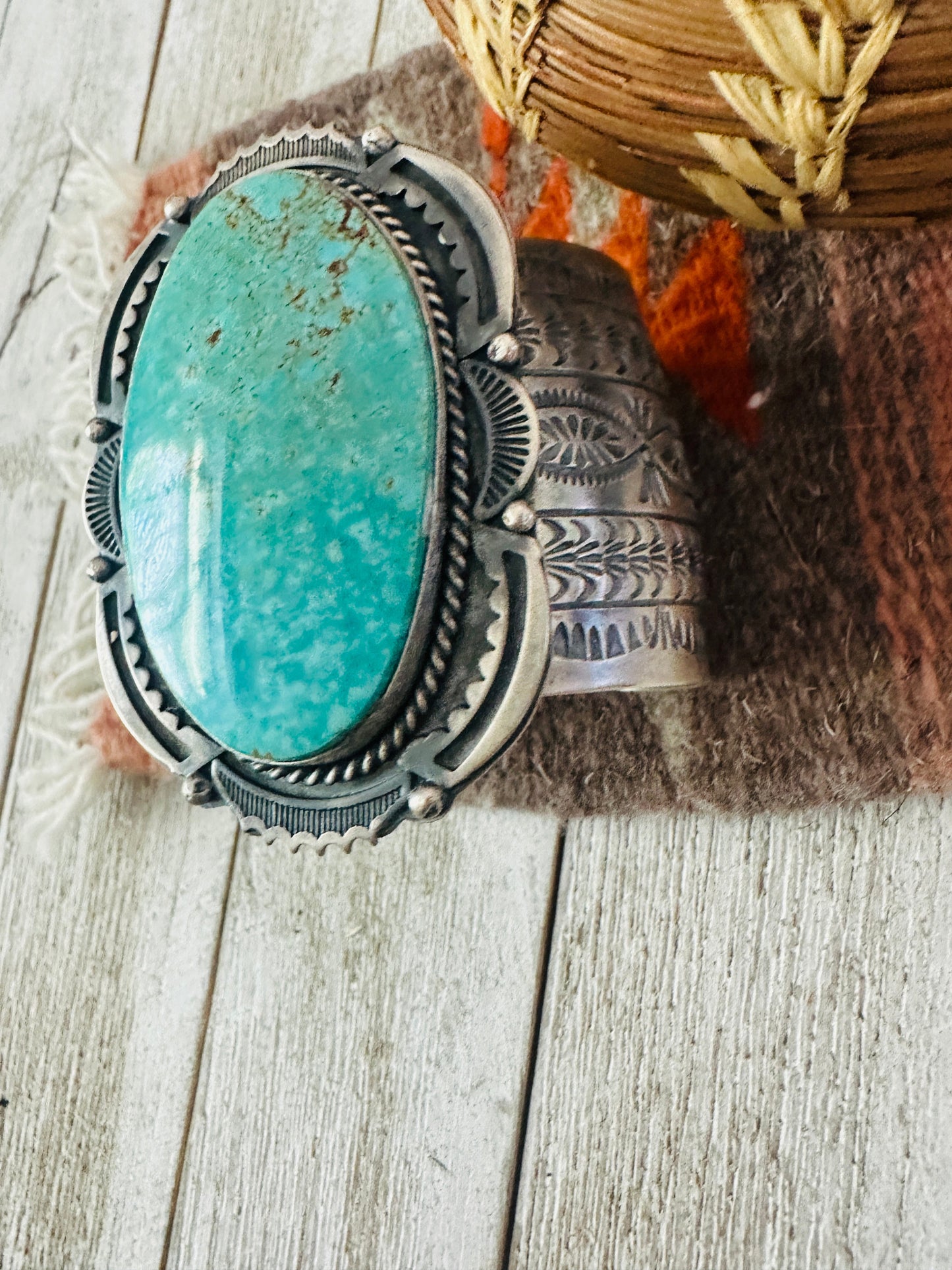 Handcrafted Sterling Silver & Kingman Turquoise Cuff Bracelet by Boyd Ashley