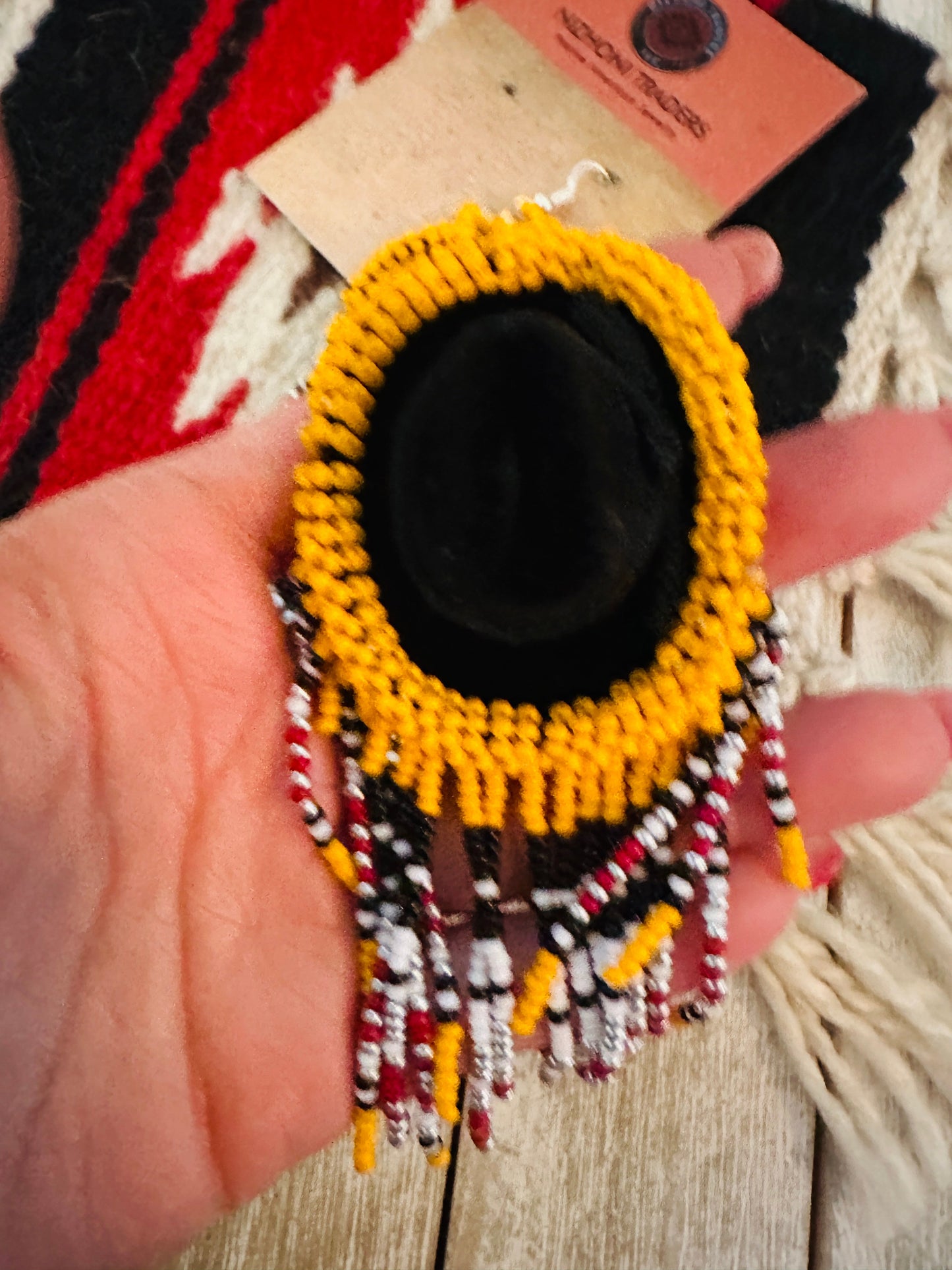 Handcrafted Beaded Cowboy Hat Dangle Earrings- orange