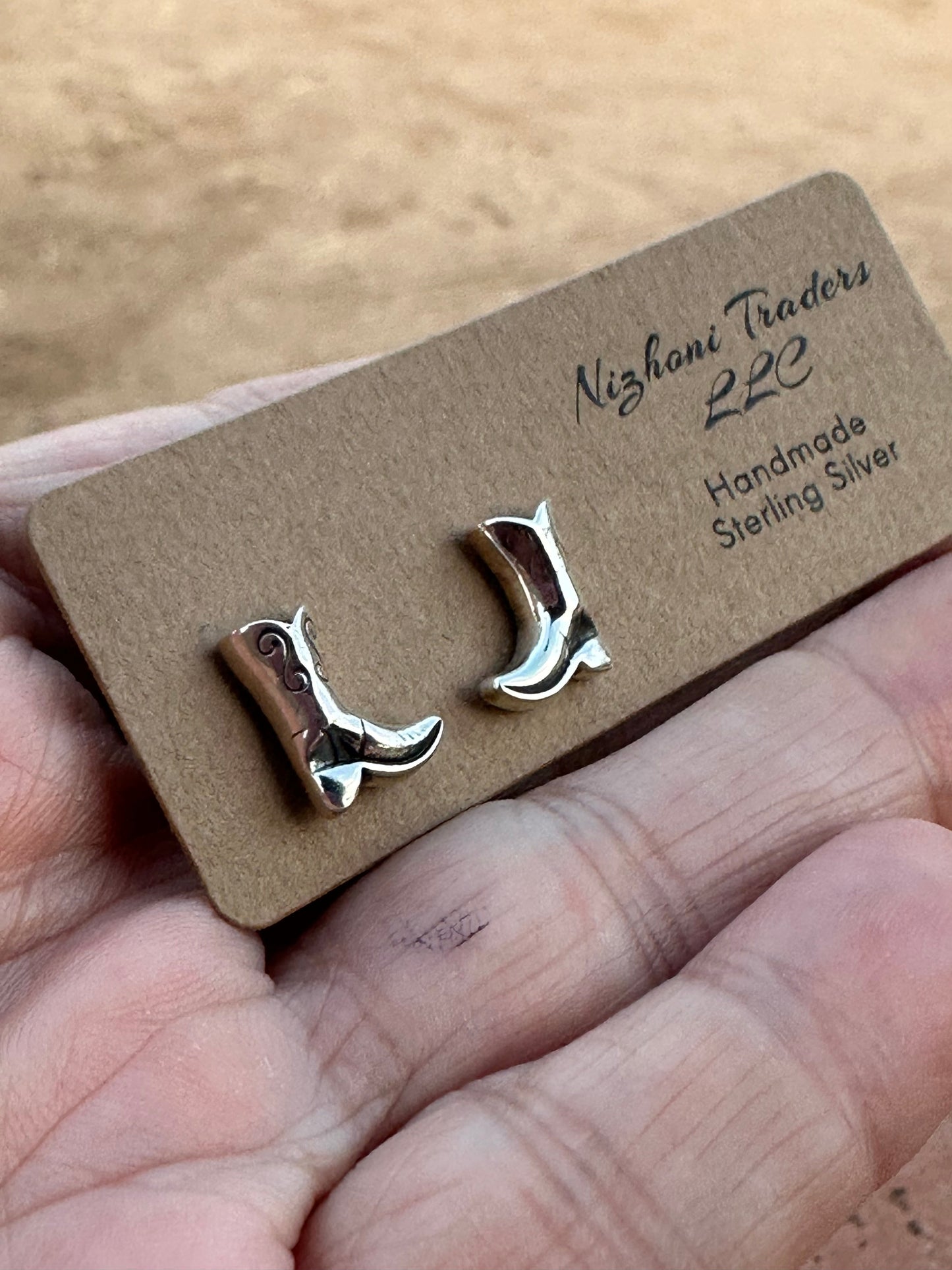 “The Cowboy” Handmade Sterling Silver Cowboy Boot Stud Earrings