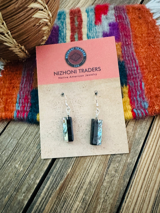 Handcrafted Multi Stone Inlay Slab Dangle Earrings
