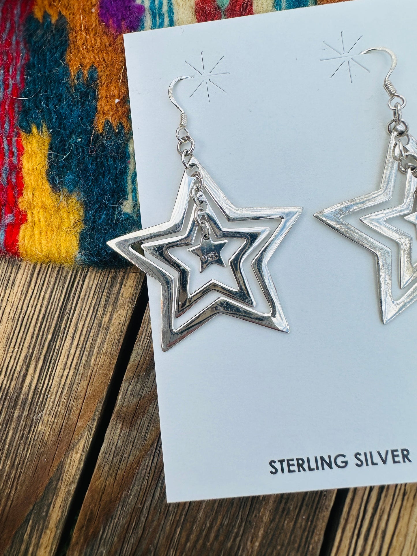 Handcrafted Sterling Silver Star Dangle Earrings