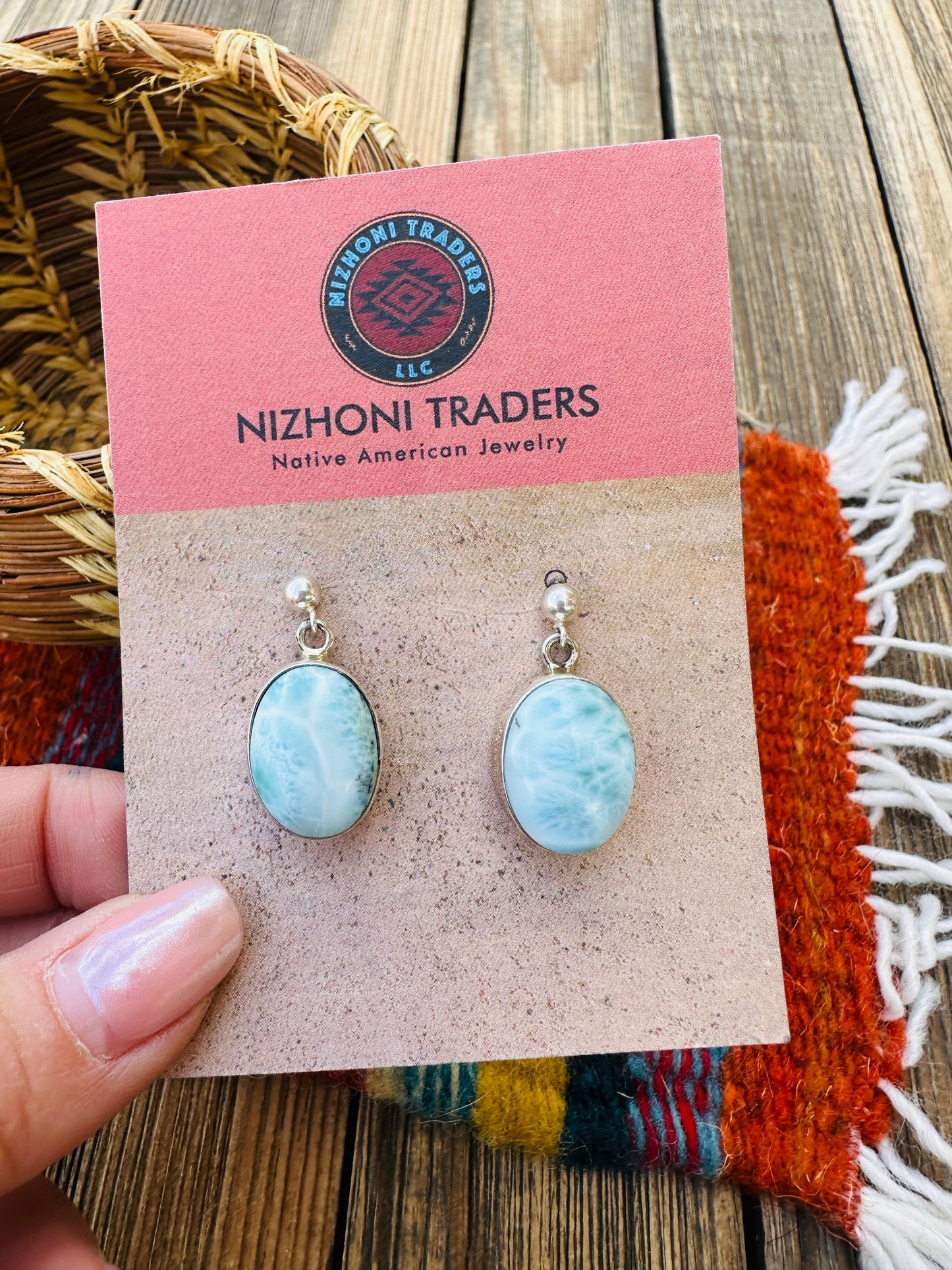 Handcrafted Larimar & Sterling Silver Dangle Earrings