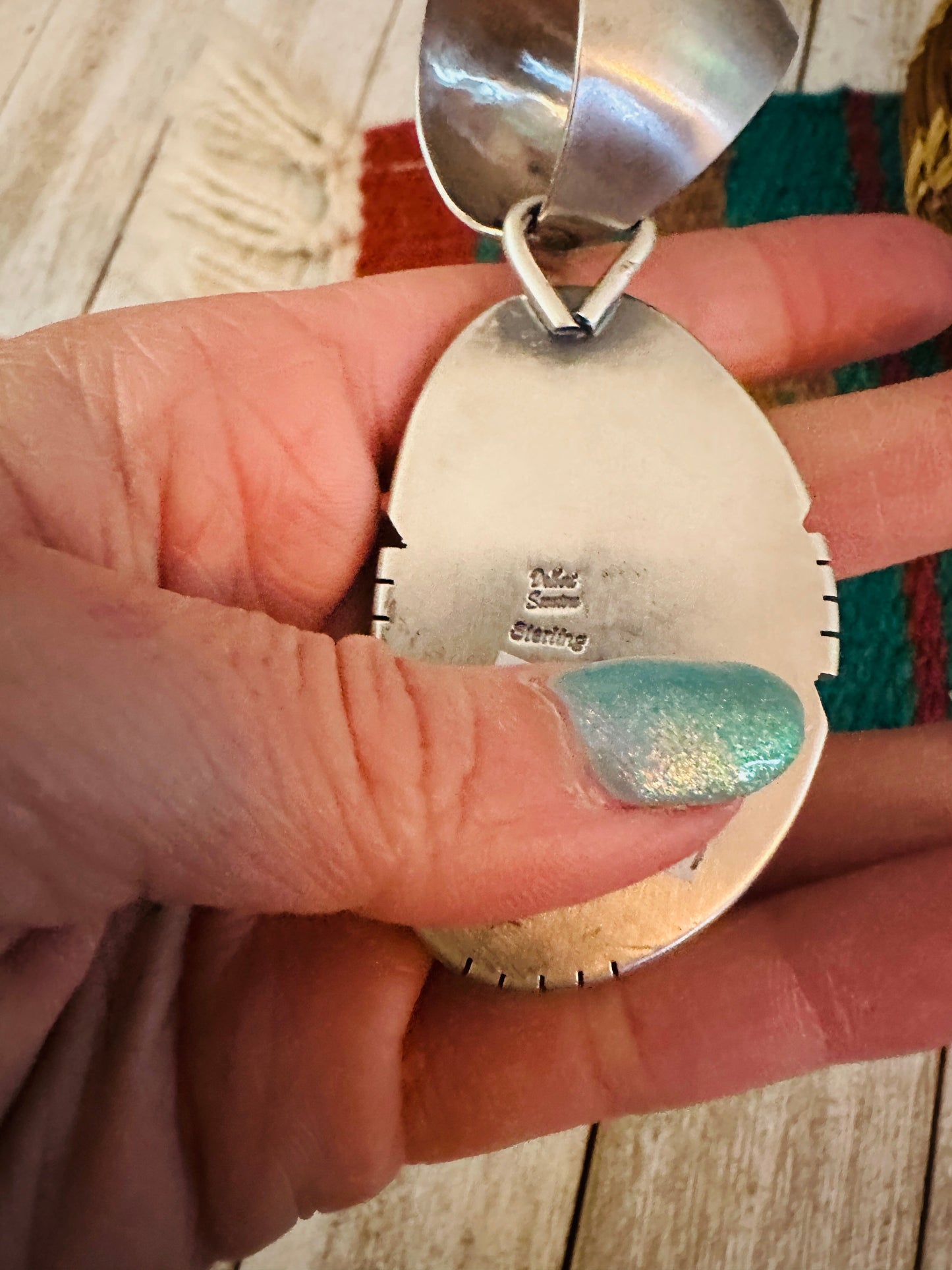 Handcrafted White Buffalo and Sterling Silver Pendant
