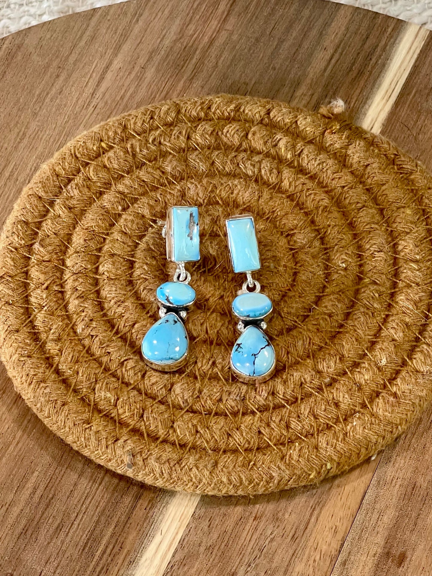 Handcrafted Sterling Silver & Golden Hills Post Dangle Earrings