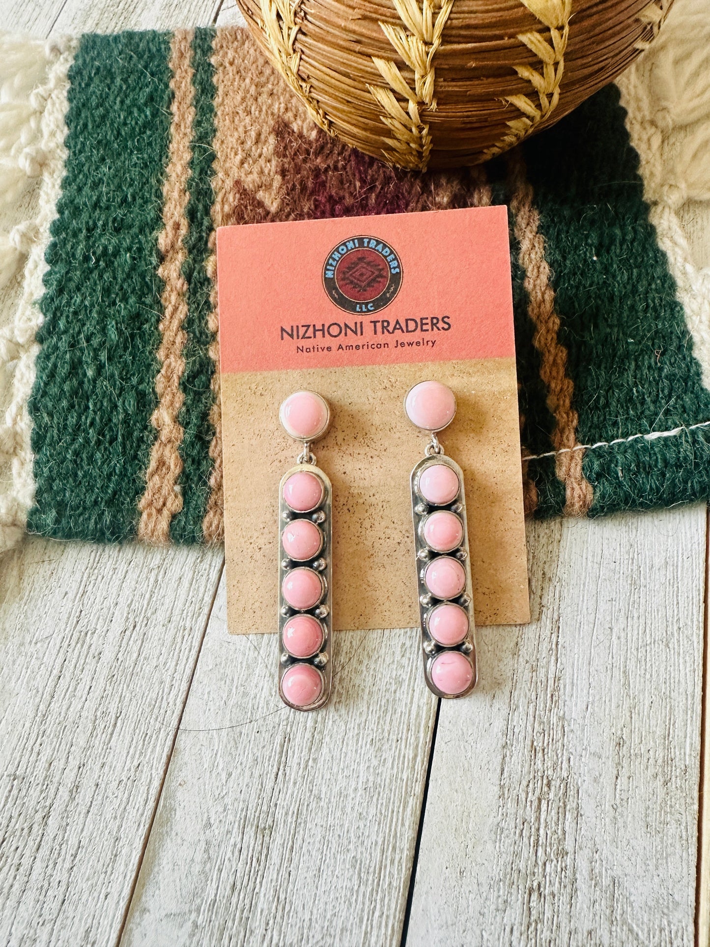 Handcrafted Sterling Silver & Queen Pink Conch Dangle Earrings