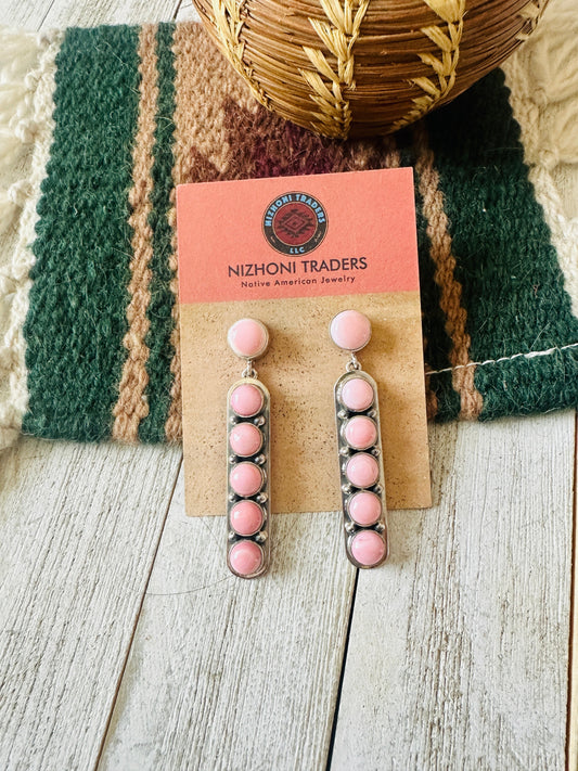Handcrafted Sterling Silver & Queen Pink Conch Dangle Earrings