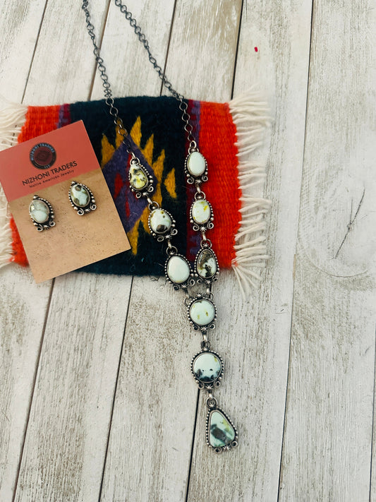 Handcrafted Sterling Silver & Palomino Turquoise Necklace Set by Betty Tom
