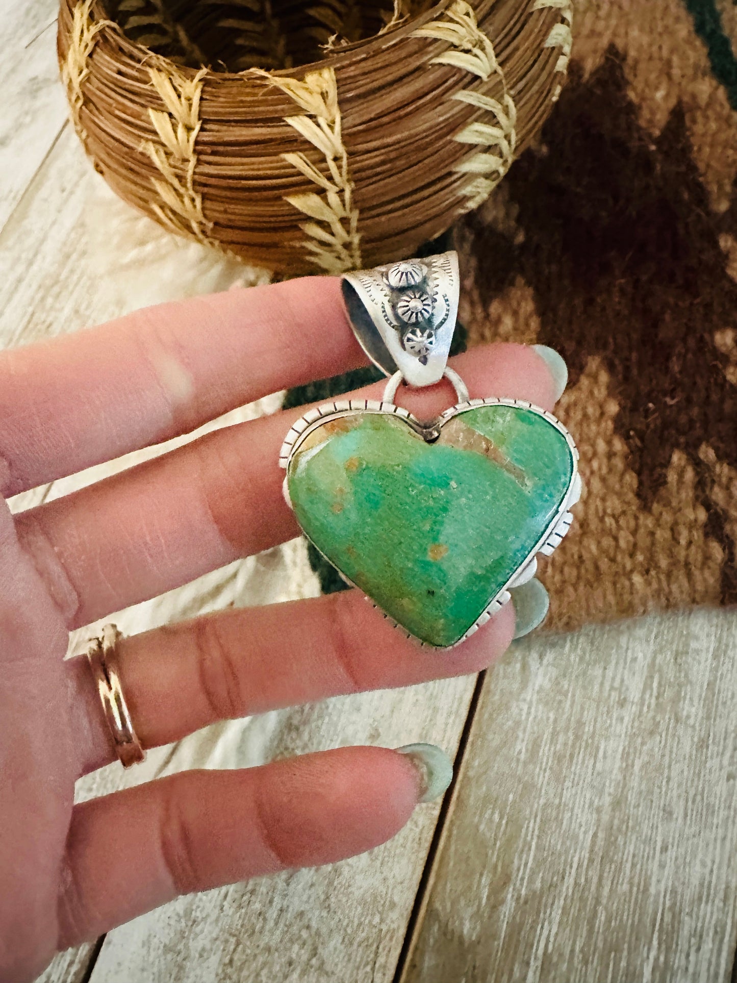 Handmade Turquoise & Sterling Silver Heart Pendant